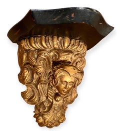 Antique Italian Grand Tour Hand Carved Gilt And Ebonized Wall Bracket