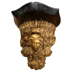 Antique Italian Grand Tour Hand Carved Gilt And Ebonized Wall Bracket