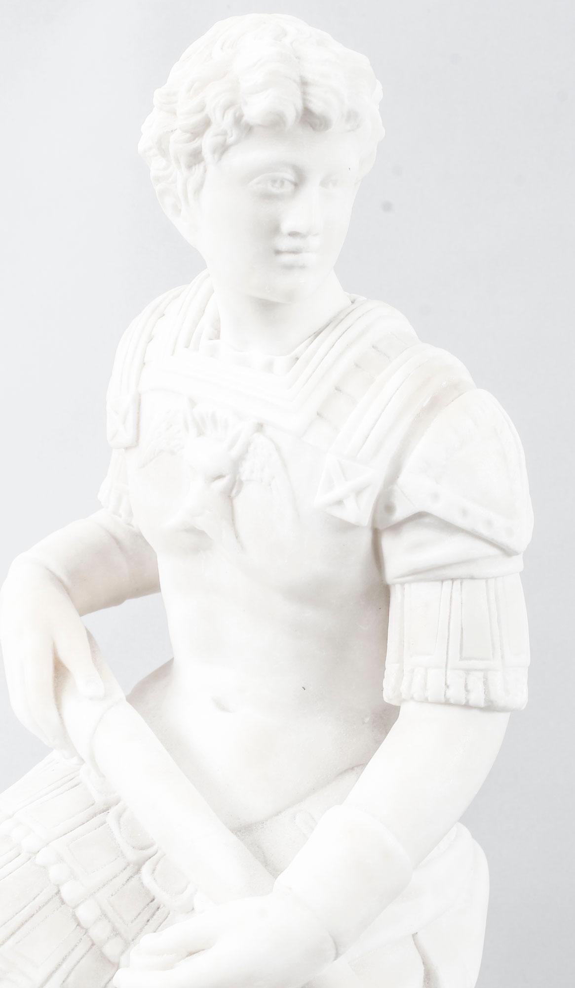 Antique Italian Grand Tour Marble Sculpture After Michelangelo, 19th Century 1
