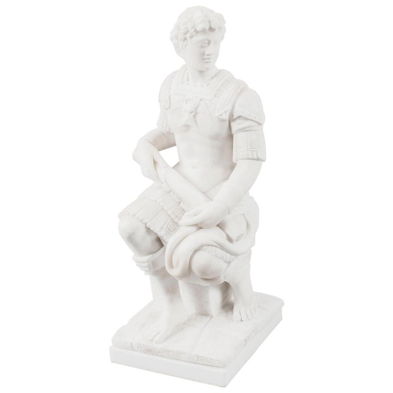 Antique Italian Grand Tour Marble Sculpture After Michelangelo, 19th