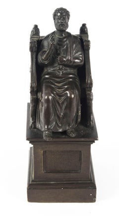 Antique Italian Grand Tour Patinated Bronze Sculpture of St Peter, 19th Century