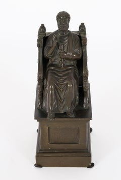Antique Italian Grand Tour Patinated Bronze Sculpture of St Peter 19th Century