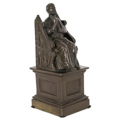 Antique Italian Grand Tour Patinated Bronze Sculpture of St Peter 19th Century