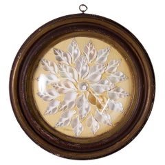 Antique Italian Grotto Style Framed Seashell Arrangement or Valentine