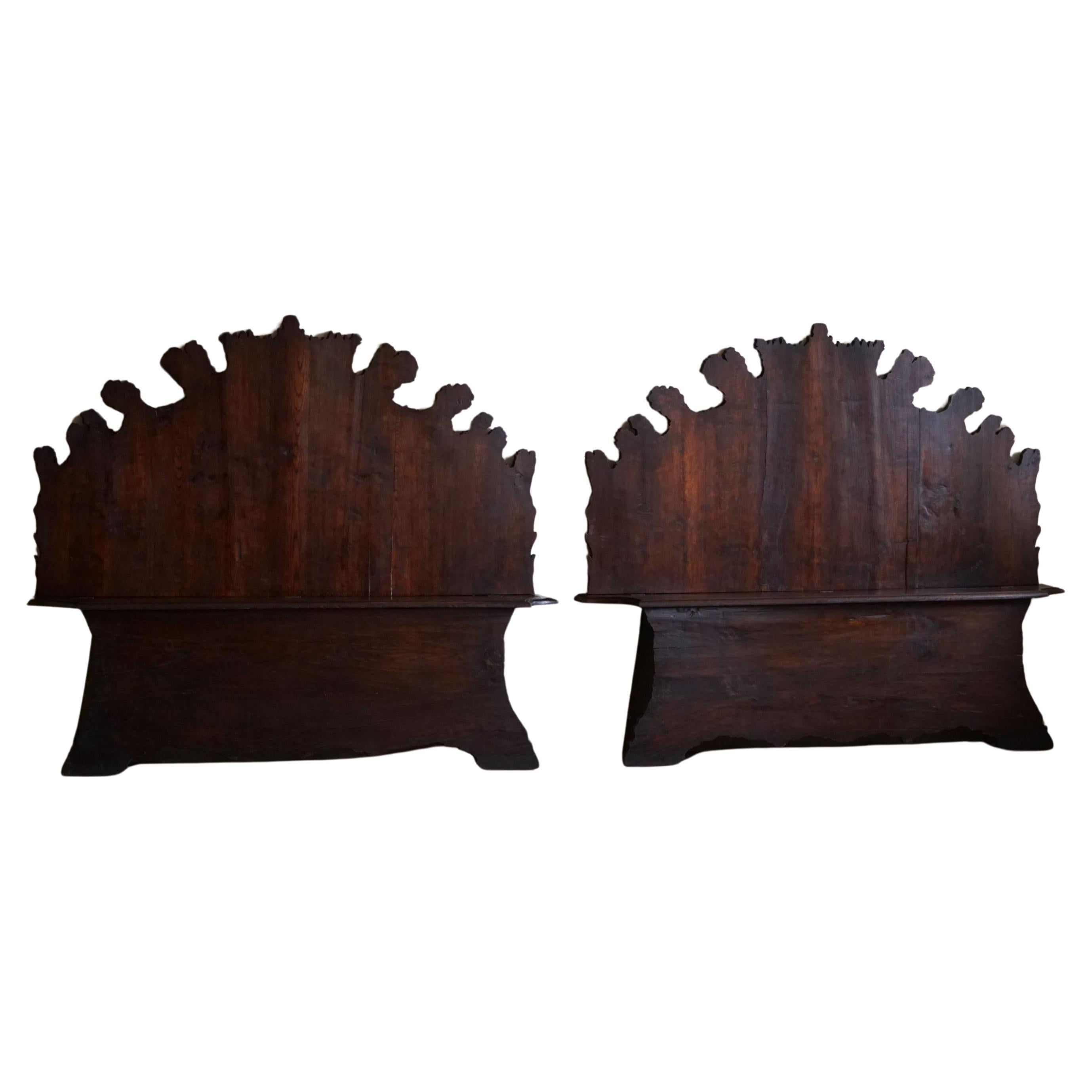 Antique Italian Hall Settle Bench, Villa Bianca, Naples, Early 19th Century For Sale