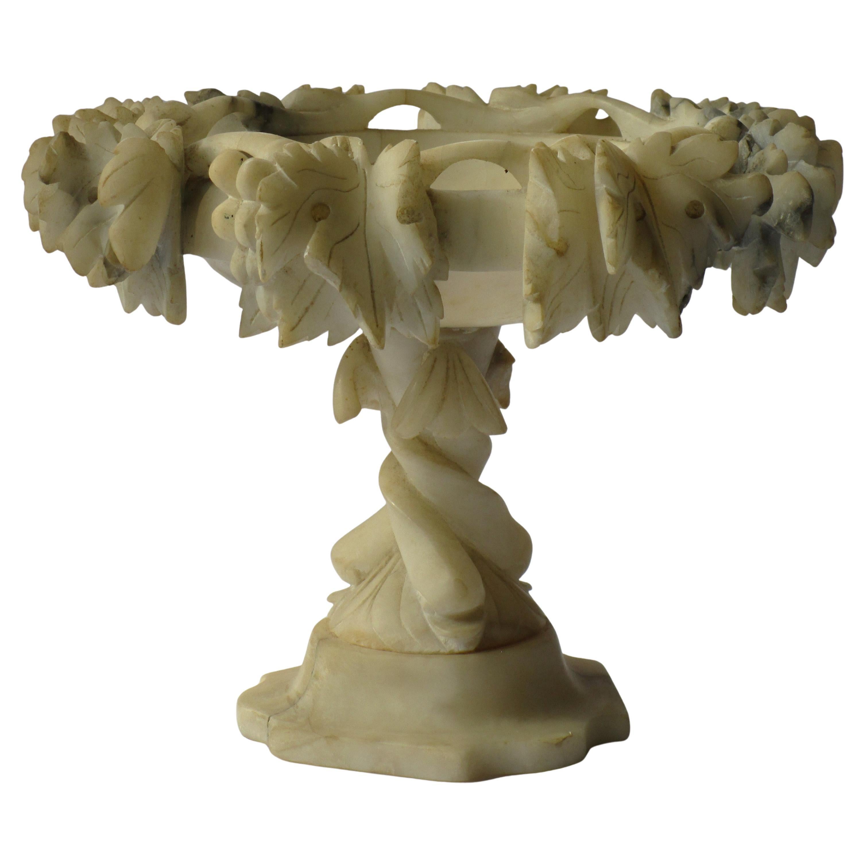Antique Italian Hand-Carved Alabaster Tazza, Circa 1900
