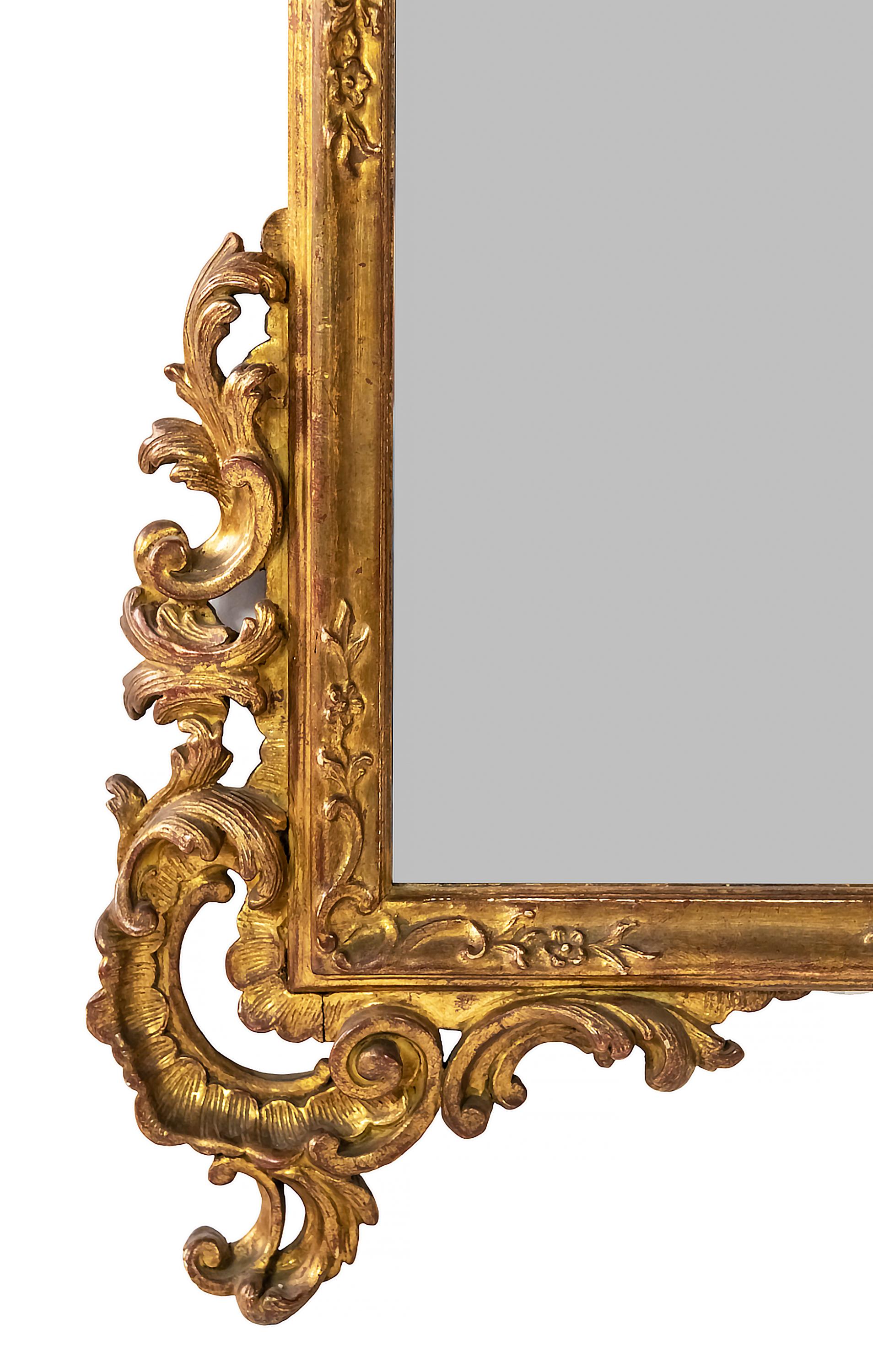 Early 20th Century Antique Italian Hand-Carved Gilt Wood Wall Mirror