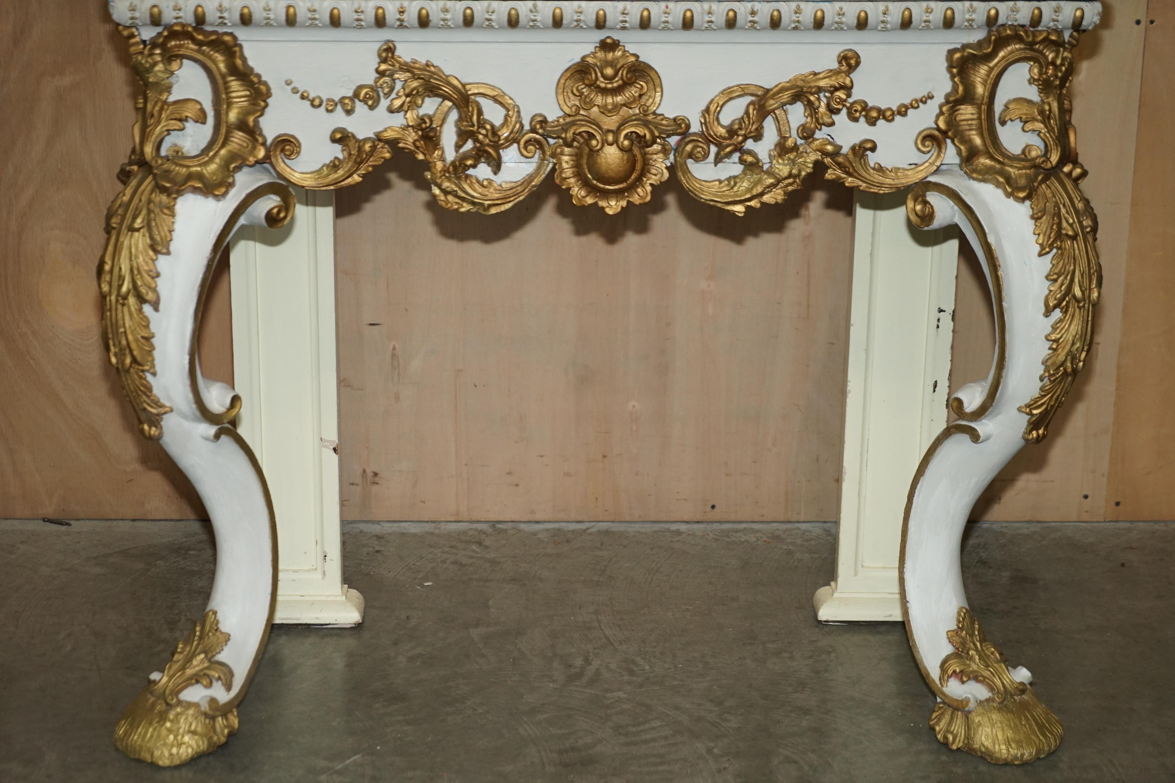 Italian ANTIQUE ITALIAN HAND CARVED GiLTWOOD & MARBLE CONSOLE TABLE CIRCA 1860 VENICE For Sale