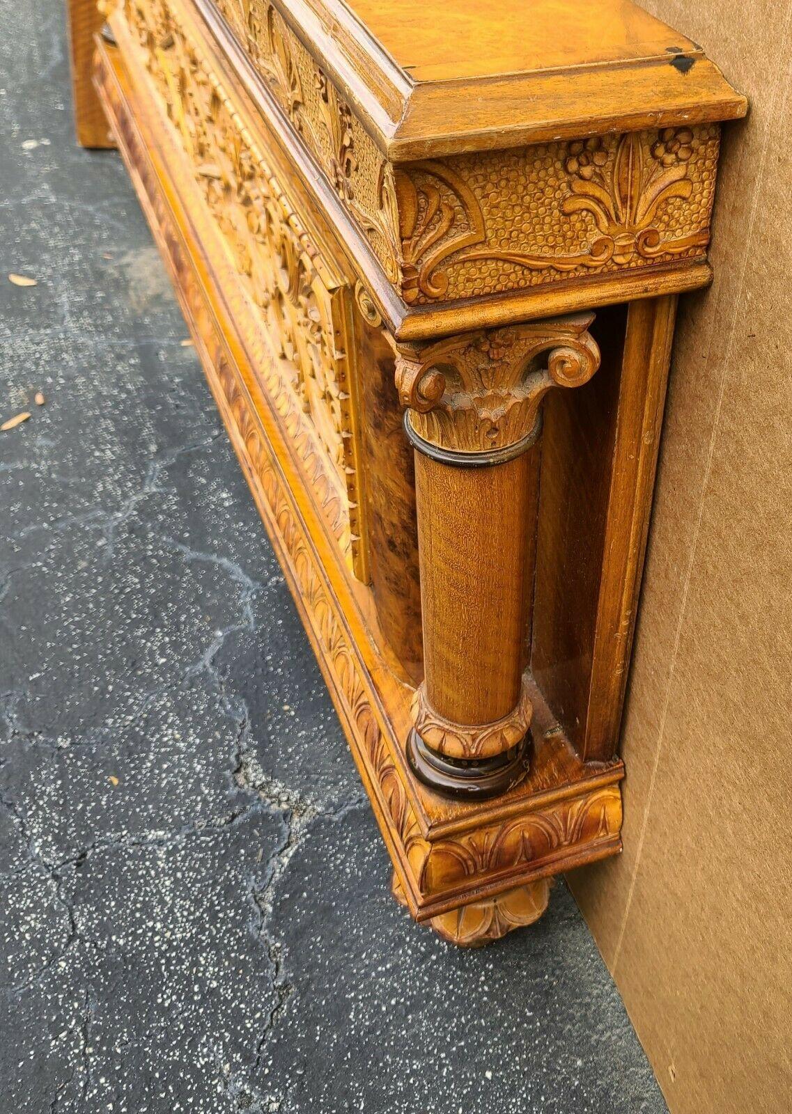 Antique Italian Hand Carved Burl Bed Frame In Good Condition In Lake Worth, FL