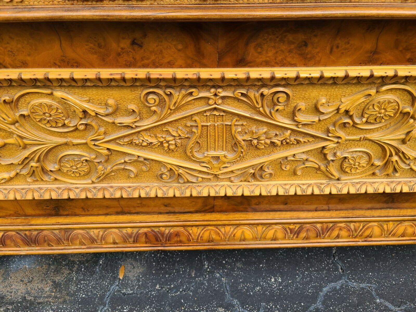 Antique Italian Hand Carved Burl Bed Frame 3