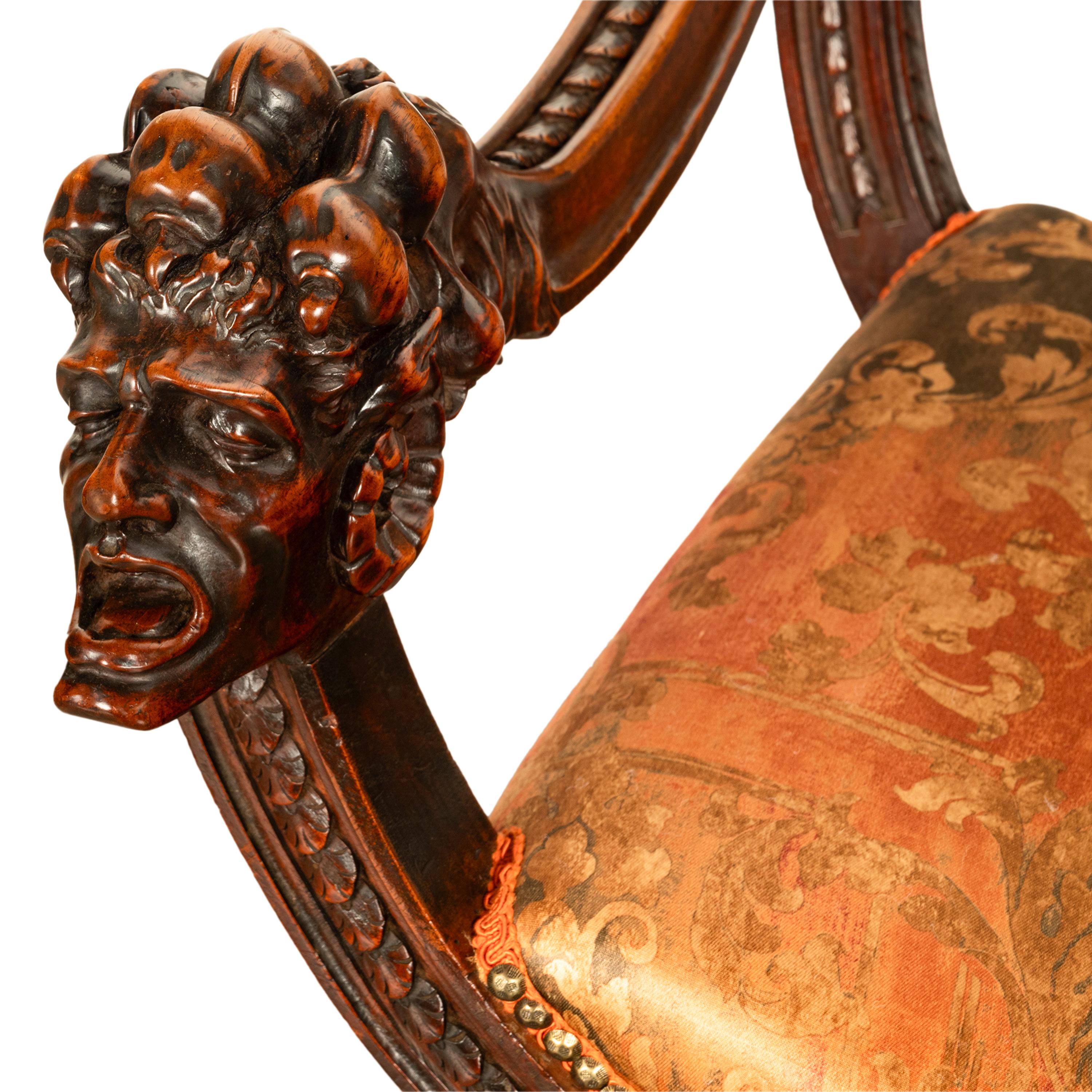 Antique Italian Hand Carved Walnut Renaissance Dragon & Knight Throne Chair 1880 For Sale 10