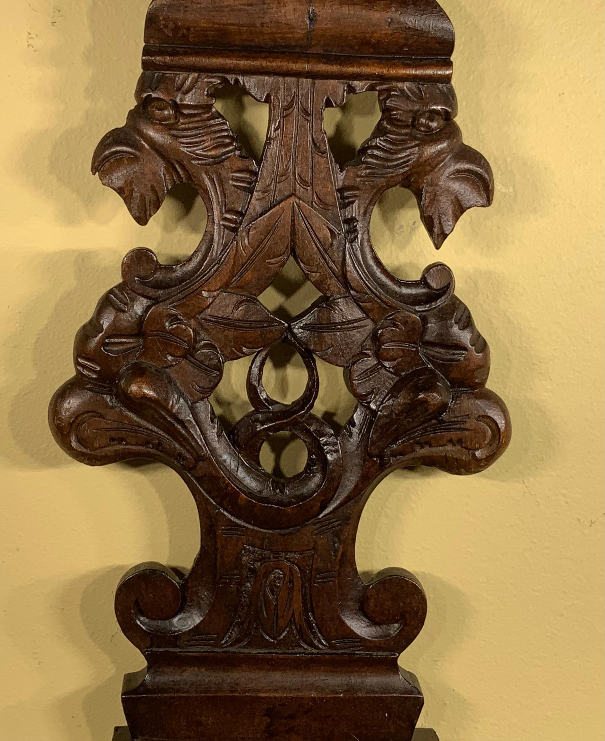 20th Century Antique Italian Hand Carving Wood Wall Hanging For Sale