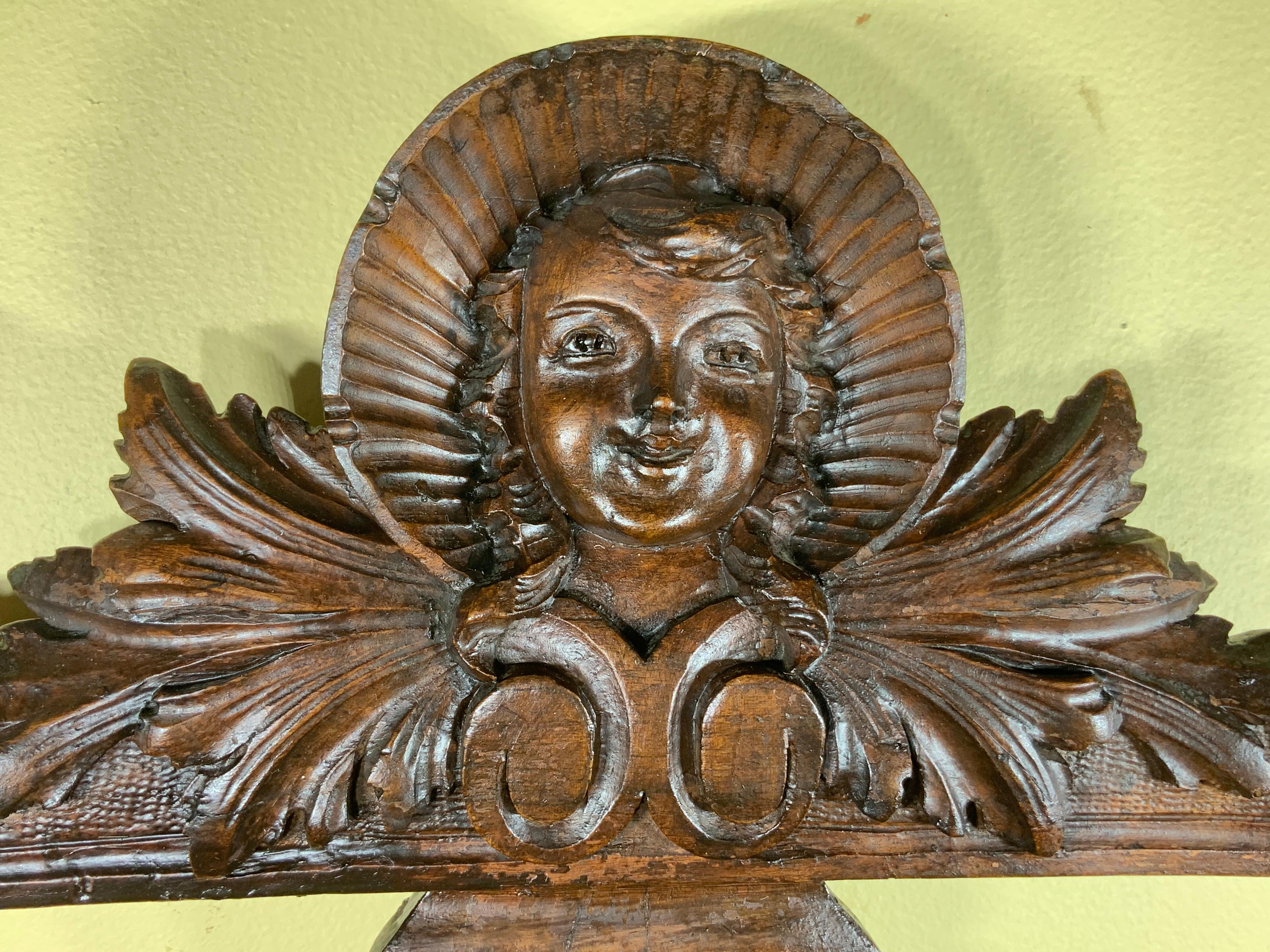 Antique Italian Hand Carving Wood Wall Hanging For Sale 1