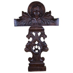 Antico pendaglio da parete in Wood italiano intagliato a mano