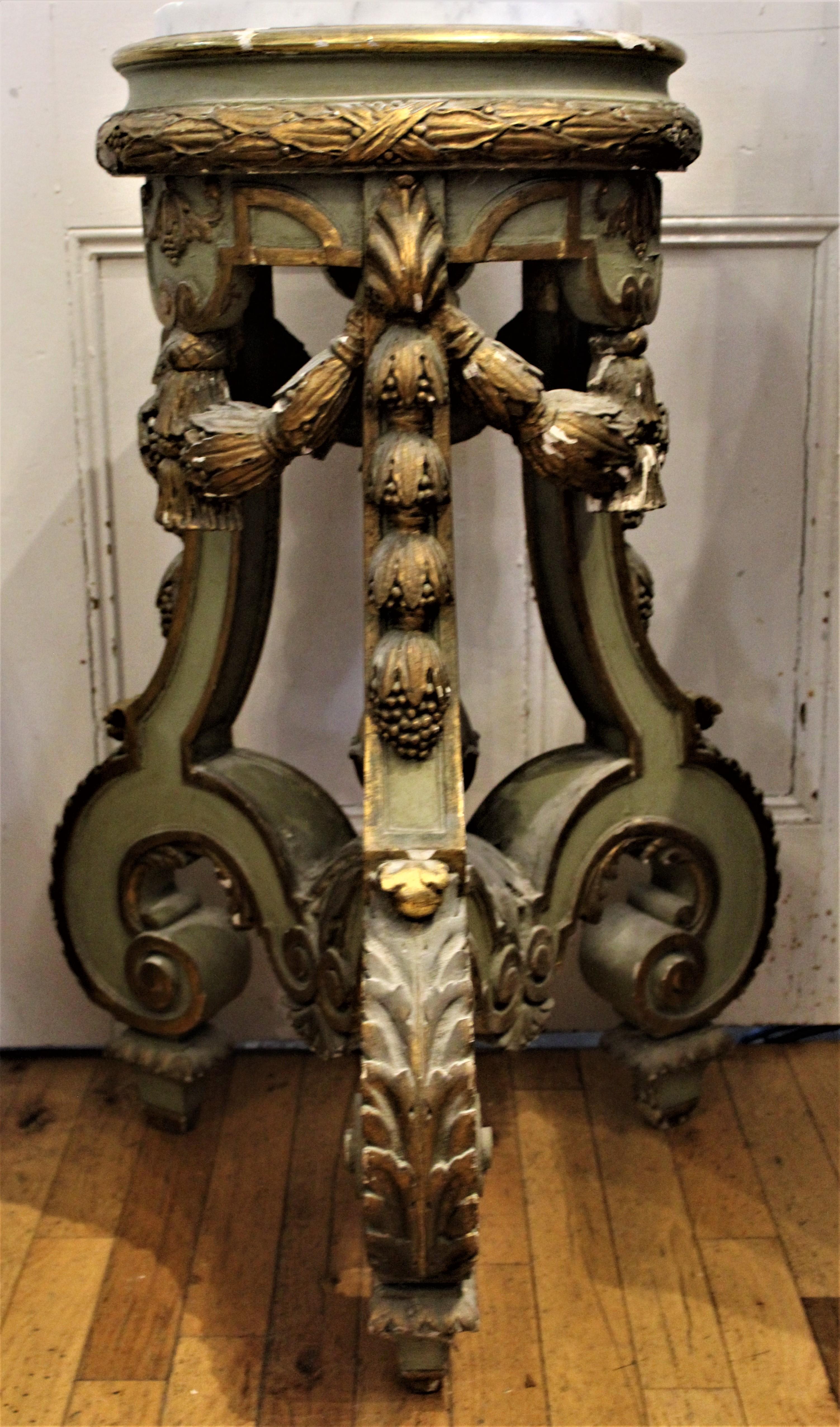 carved wood pedestal