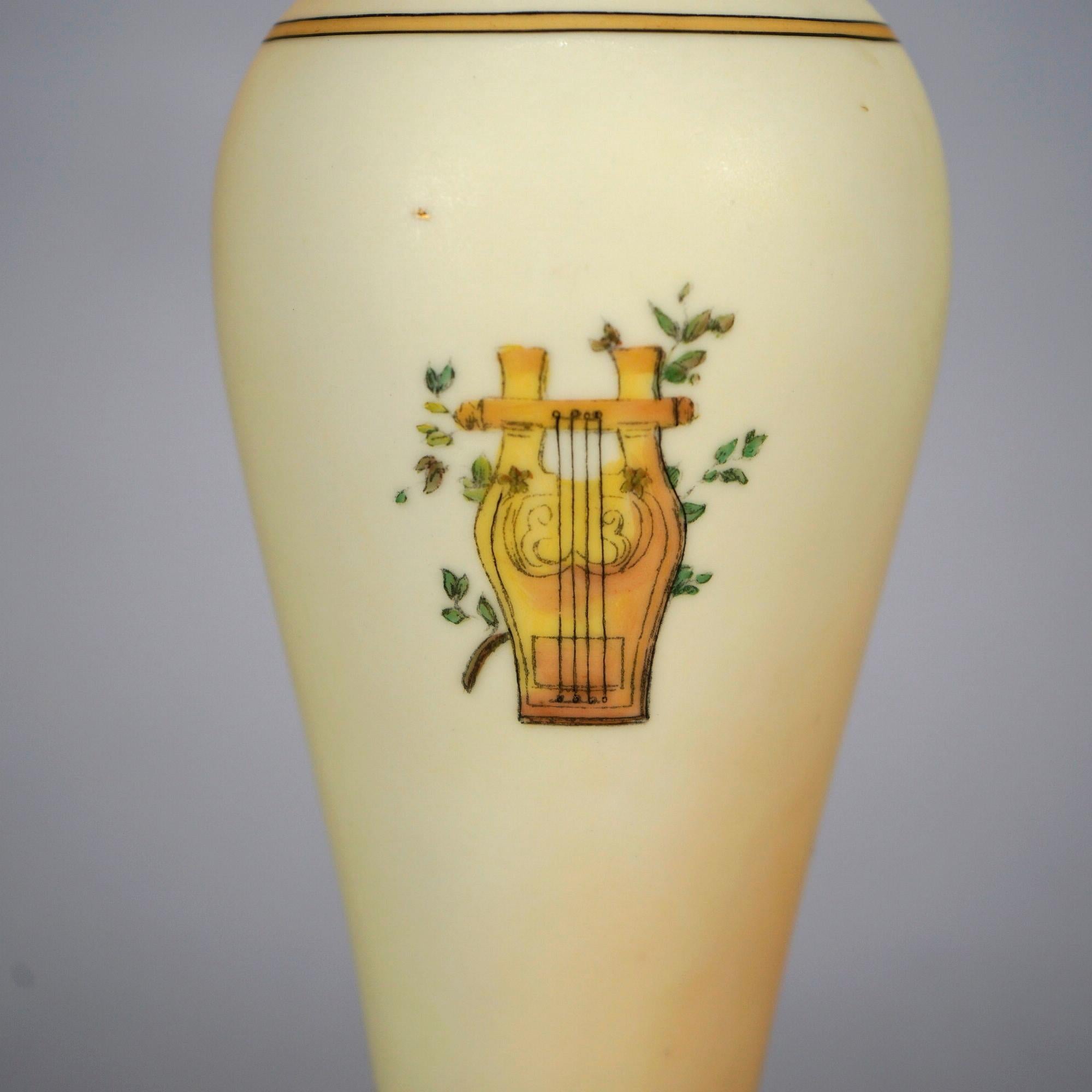 Antique Italian Hand Painted Porcelain Banquet Oil Lamp with Genre Scene, 19th C 10