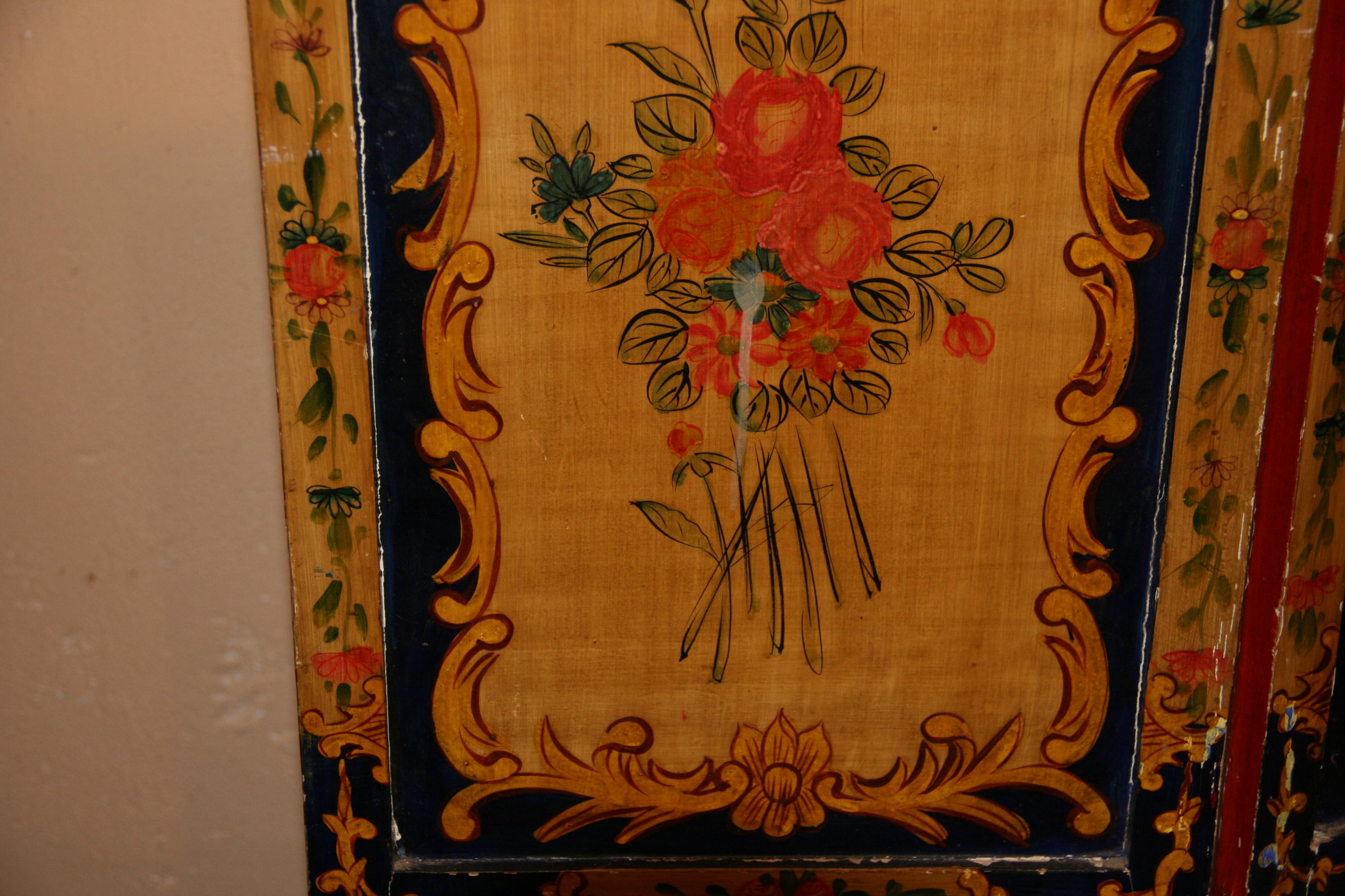 Antique Italian Hand Painted Two Sided Table Top Screen For Sale 5