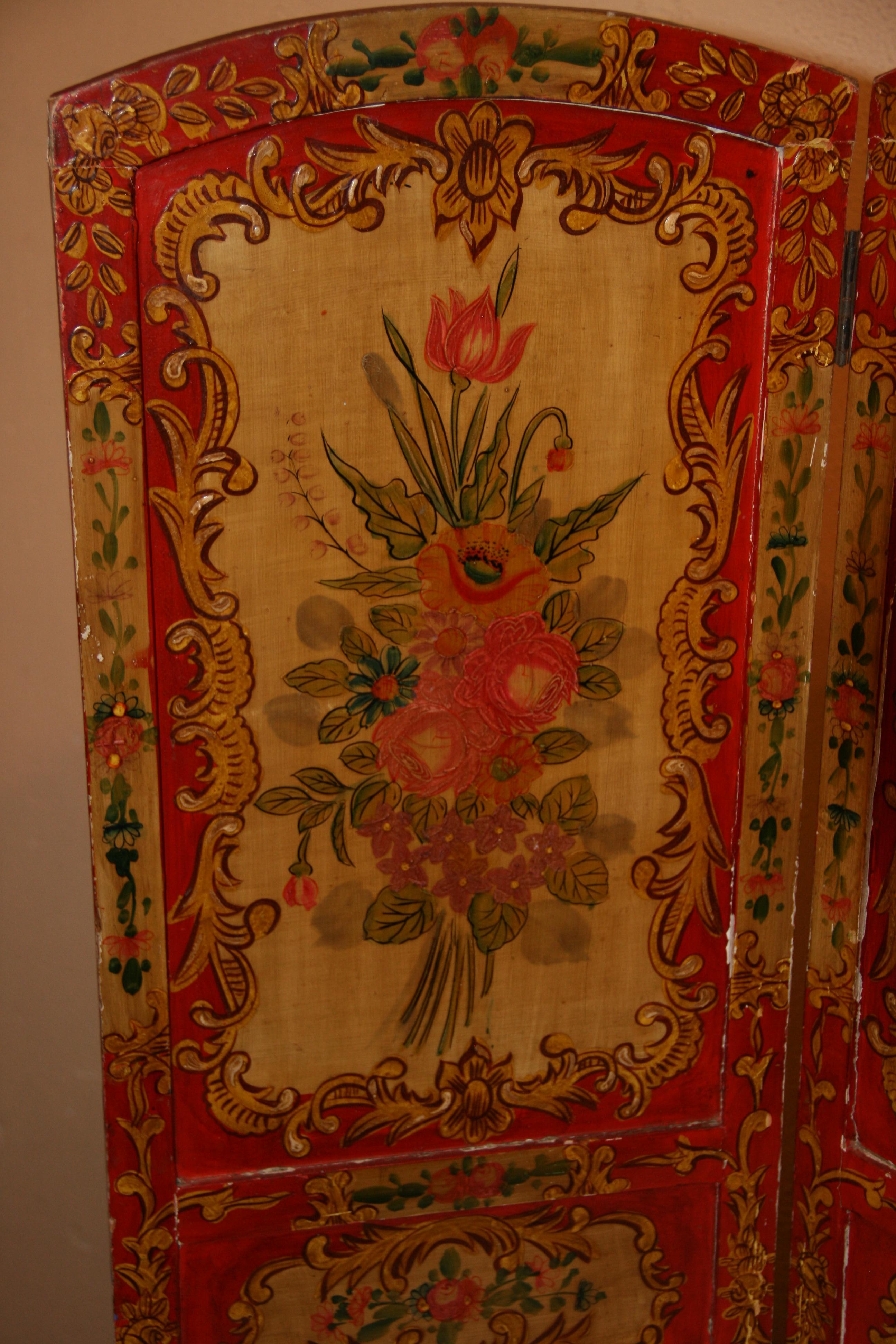3-993 Hand painted two sided table top Italian folding screen.