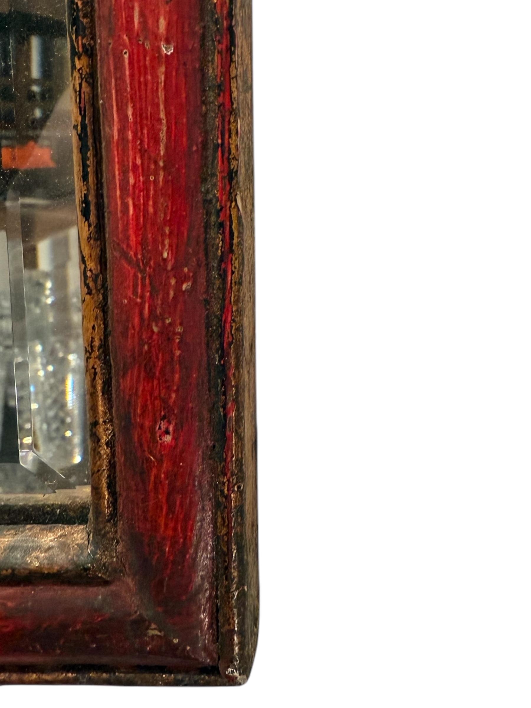 19th Century Antique Italian Hand Painted Wall Mirror For Sale