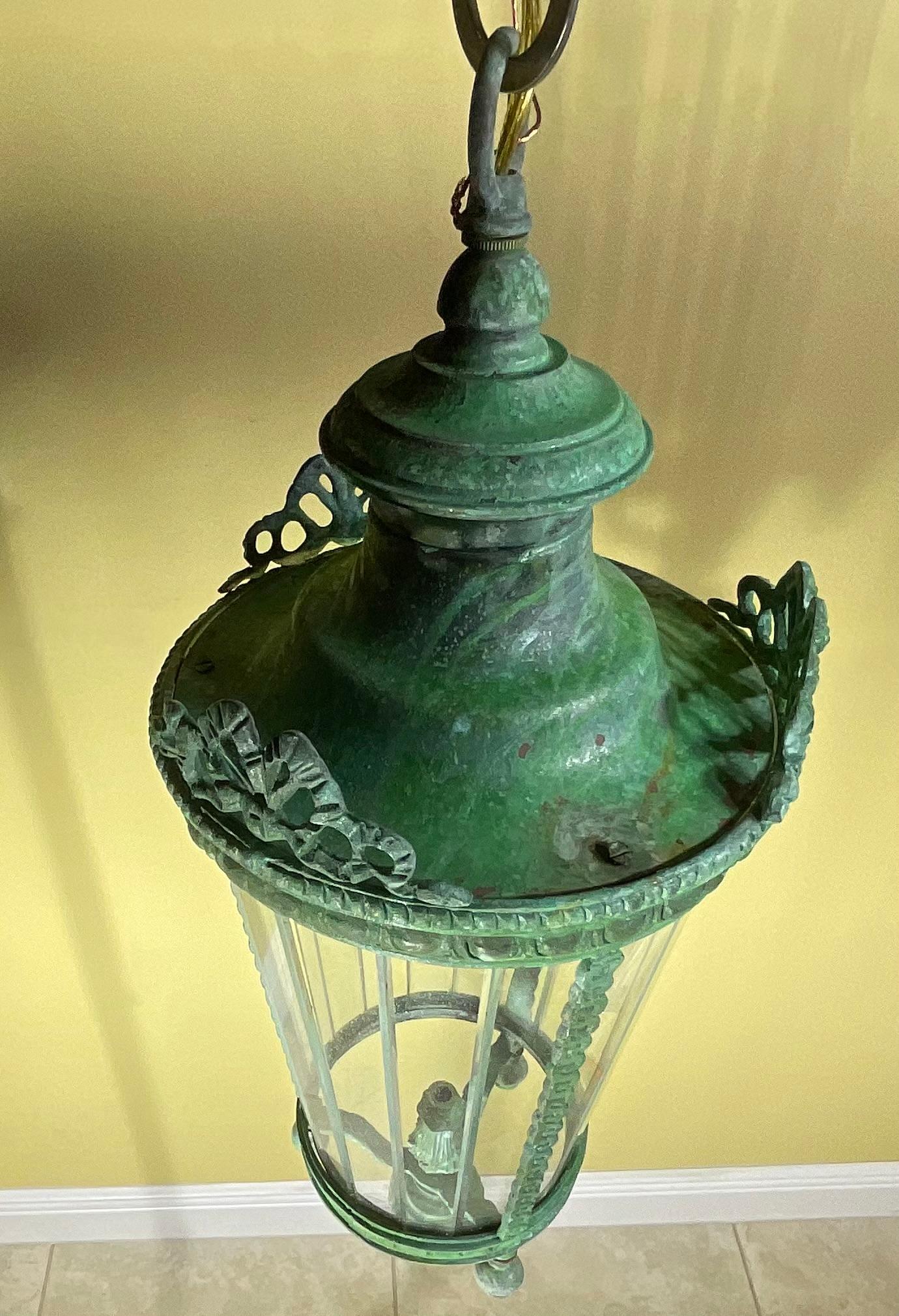 Brass Antique Italian Hanging Lantern or Pendent  For Sale