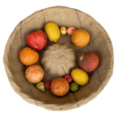 Antique Italian Honed Marble Stone Fruit W/ French Bread Basket  - Lemons & More