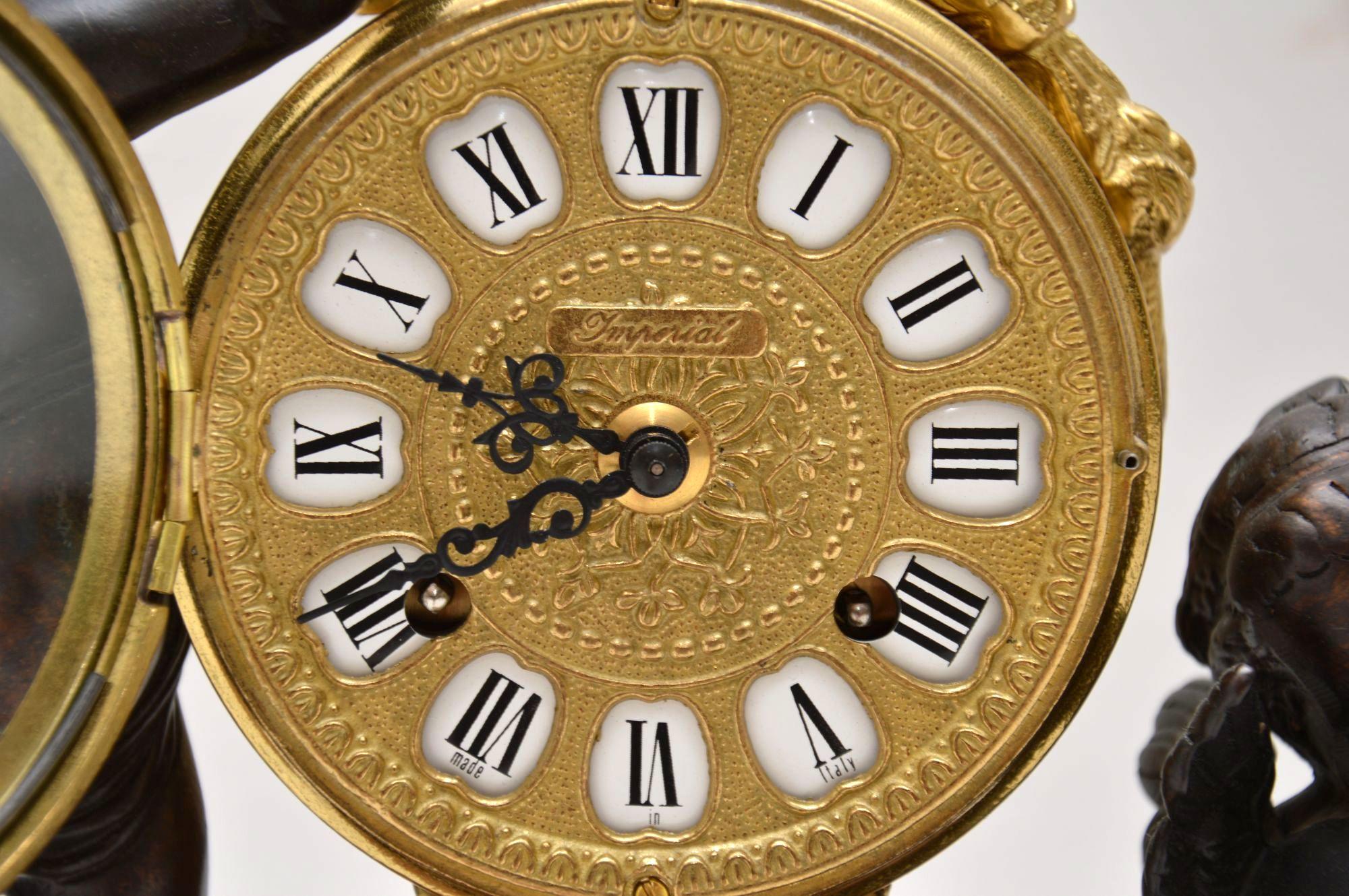 Mid-20th Century Antique Italian Imperial Mantel Clock and Candelabra