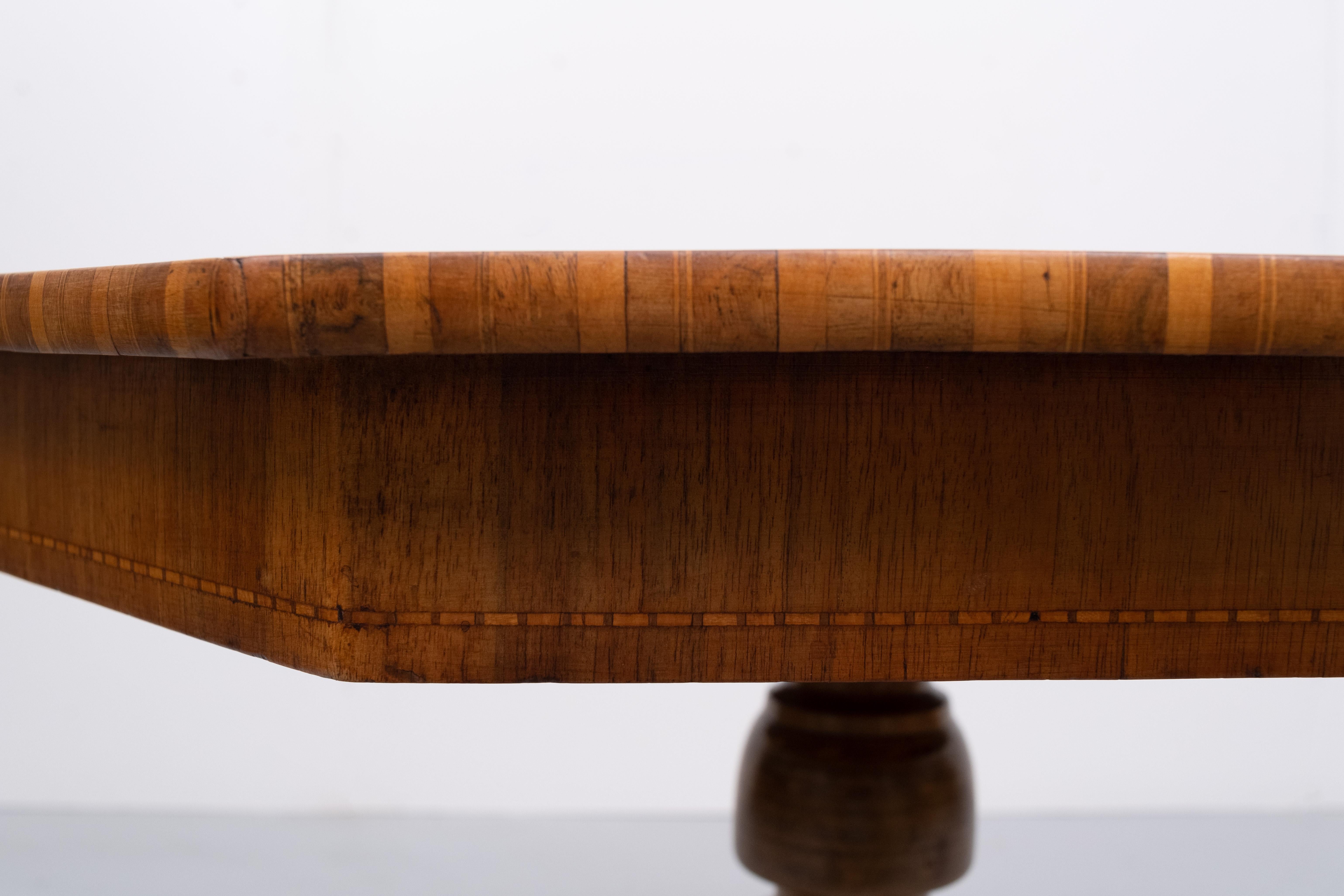 Antique Italian Inlaid Table 19 C Parquetry Marquetry Pedestal Sorrento 1