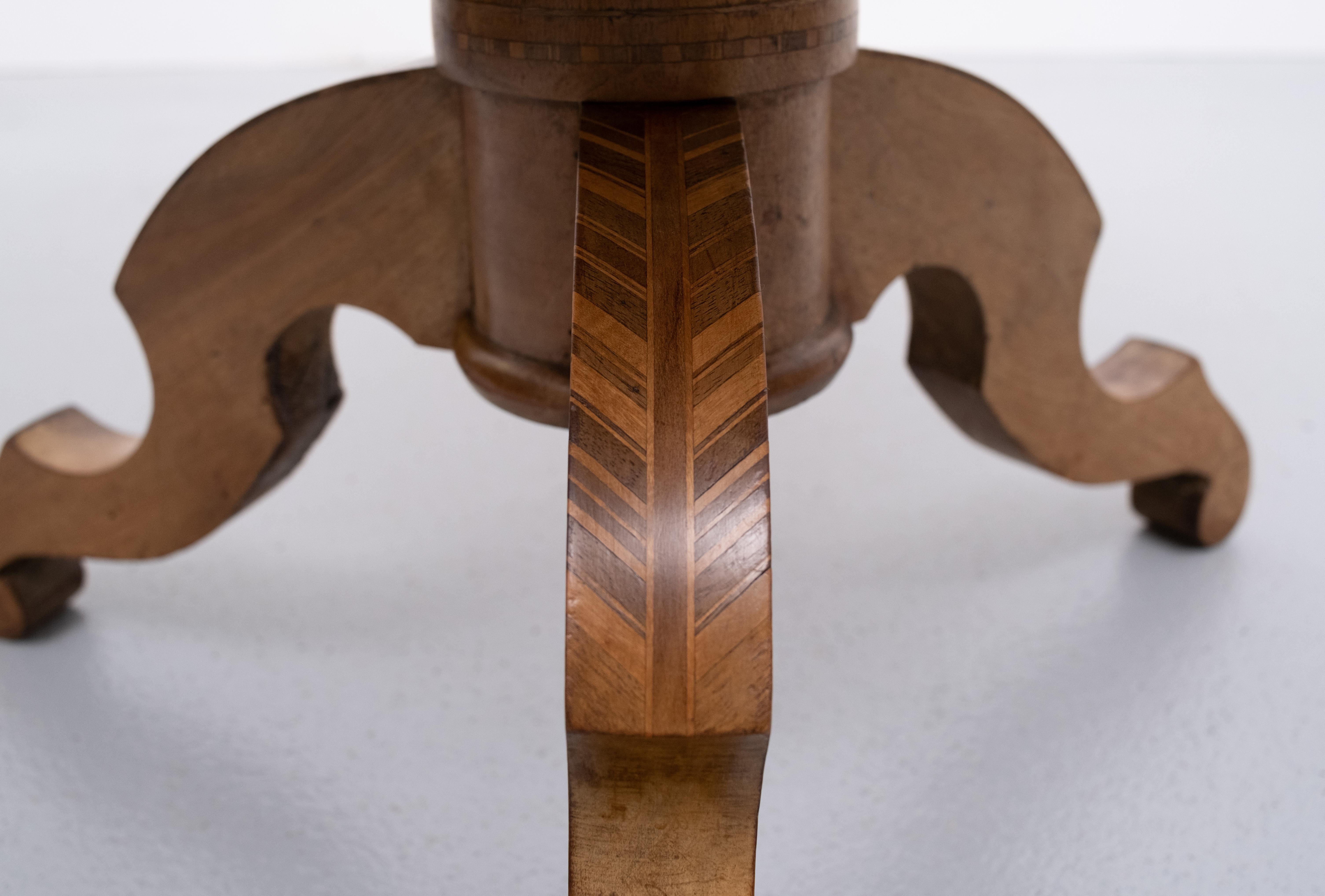 Antique Italian Inlaid Table 19 C Parquetry Marquetry Pedestal Sorrento 2