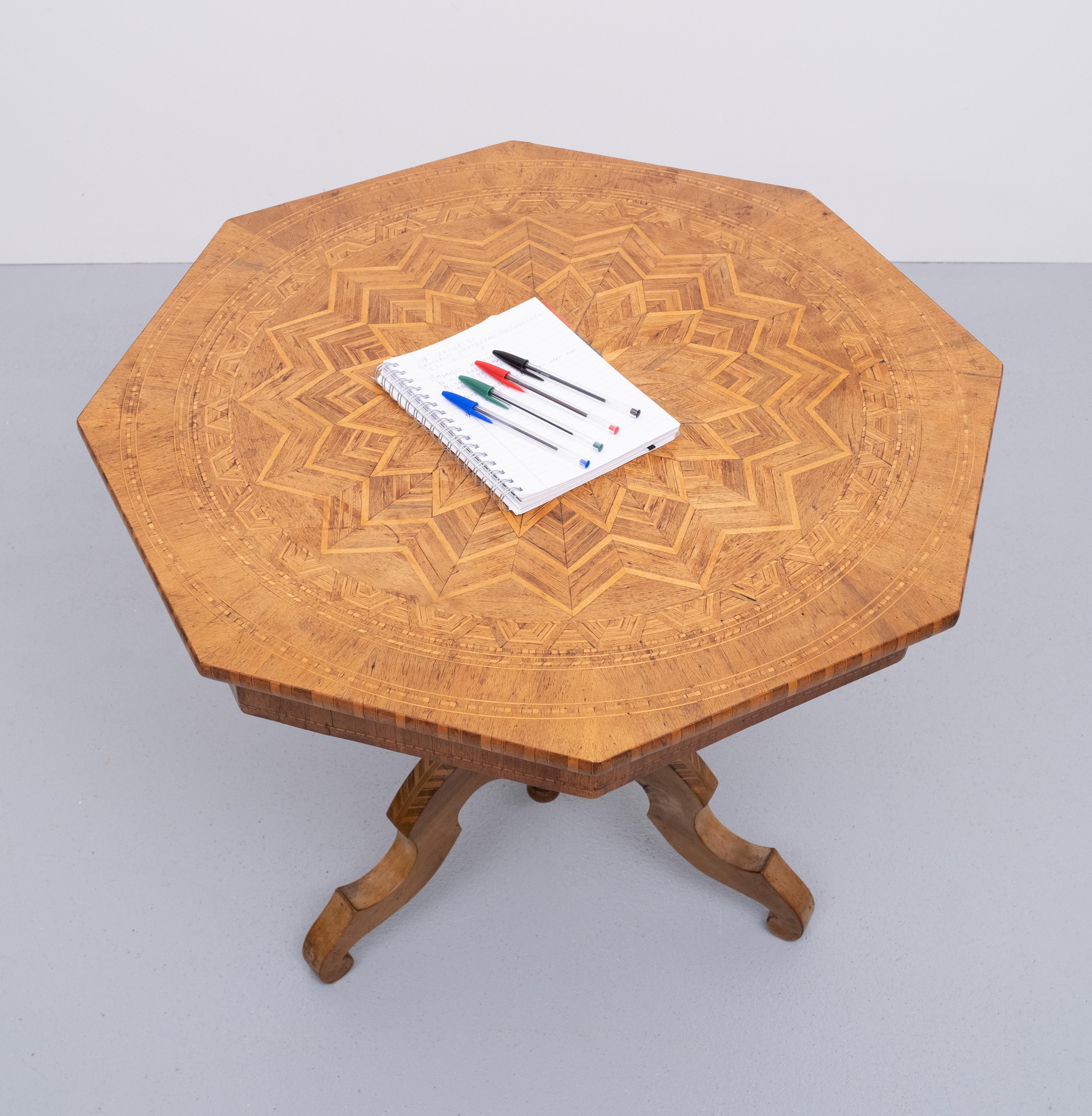 Antique Italian Inlaid Table 19 C Parquetry Marquetry Pedestal Sorrento 3