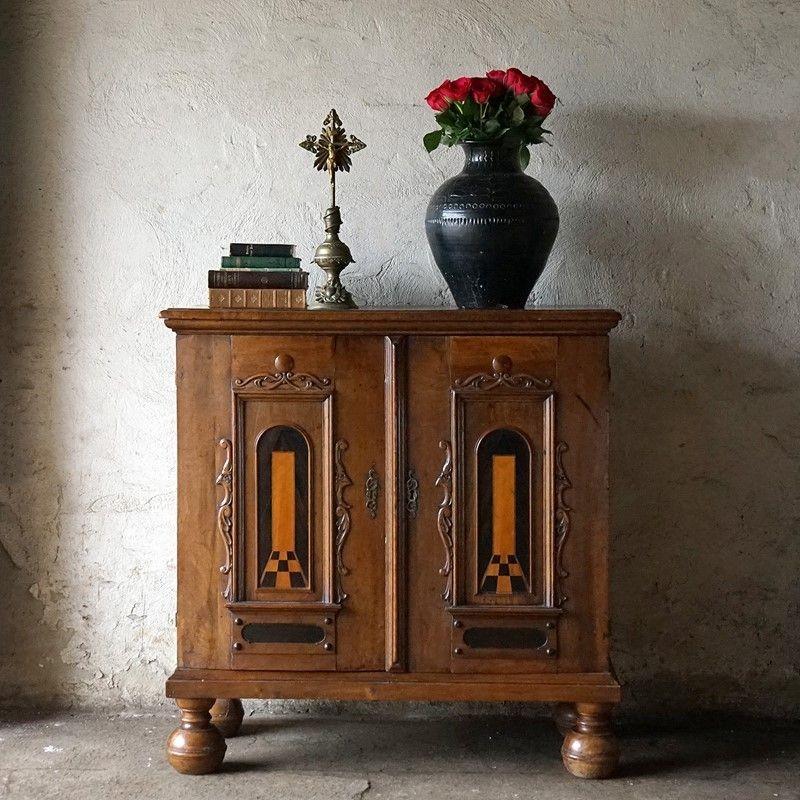 18th Century and Earlier Antique Italian Inlaid Walnut Cabinet Fitted with Drawers, 17th Century