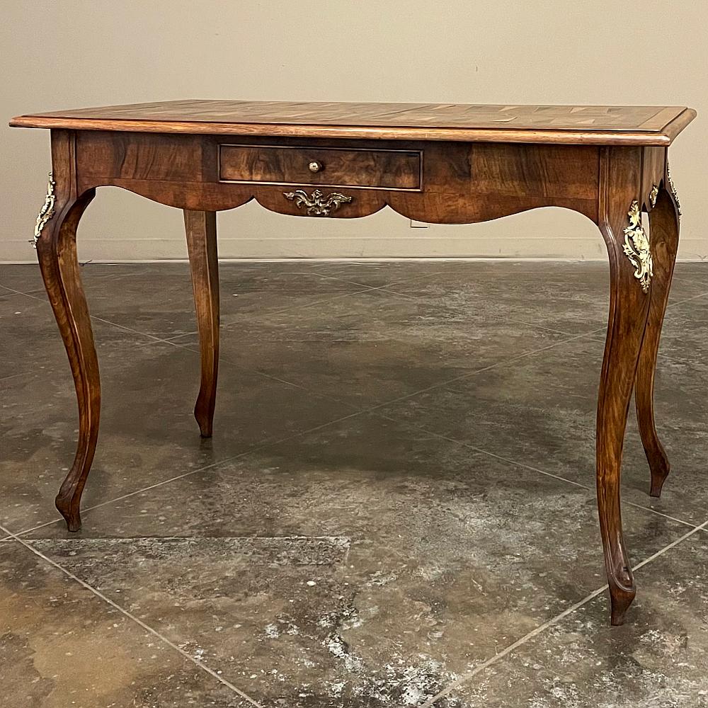 Rococo Revival Antique Italian Inlaid Walnut Game Table For Sale