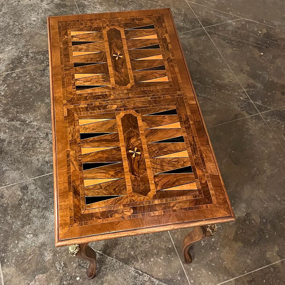 20th Century Antique Italian Inlaid Walnut Game Table For Sale