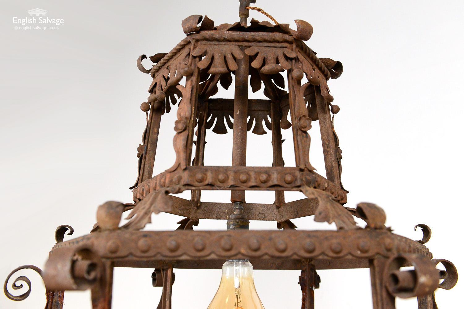 European Antique Italian Iron Pendant Light, 19th Century For Sale