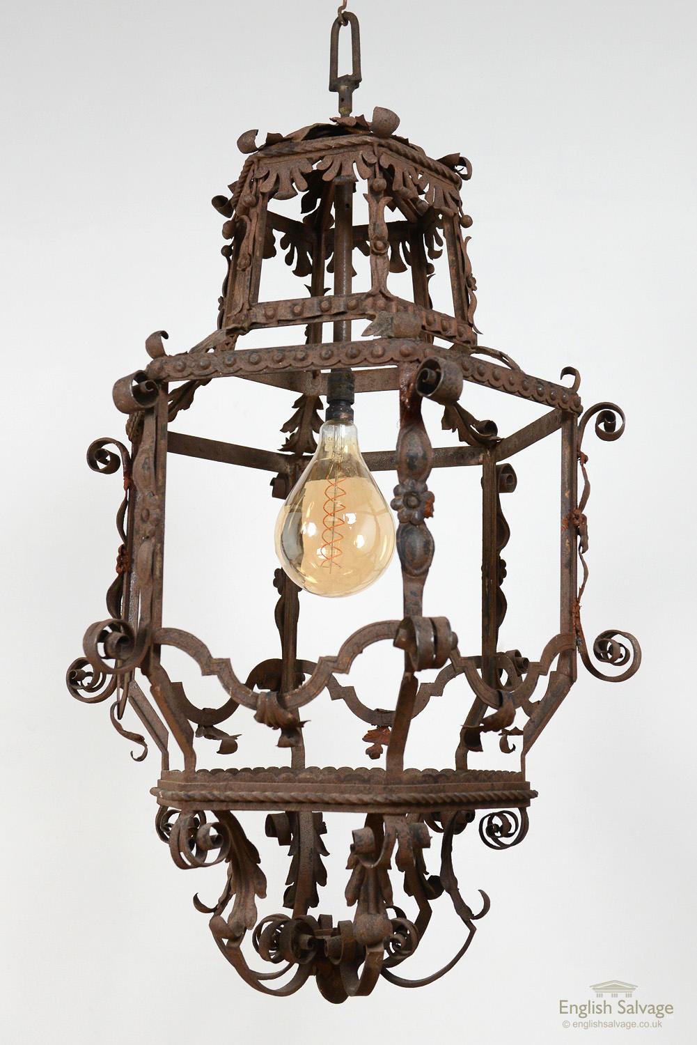 Antique Italian Iron Pendant Light, 19th Century For Sale 2