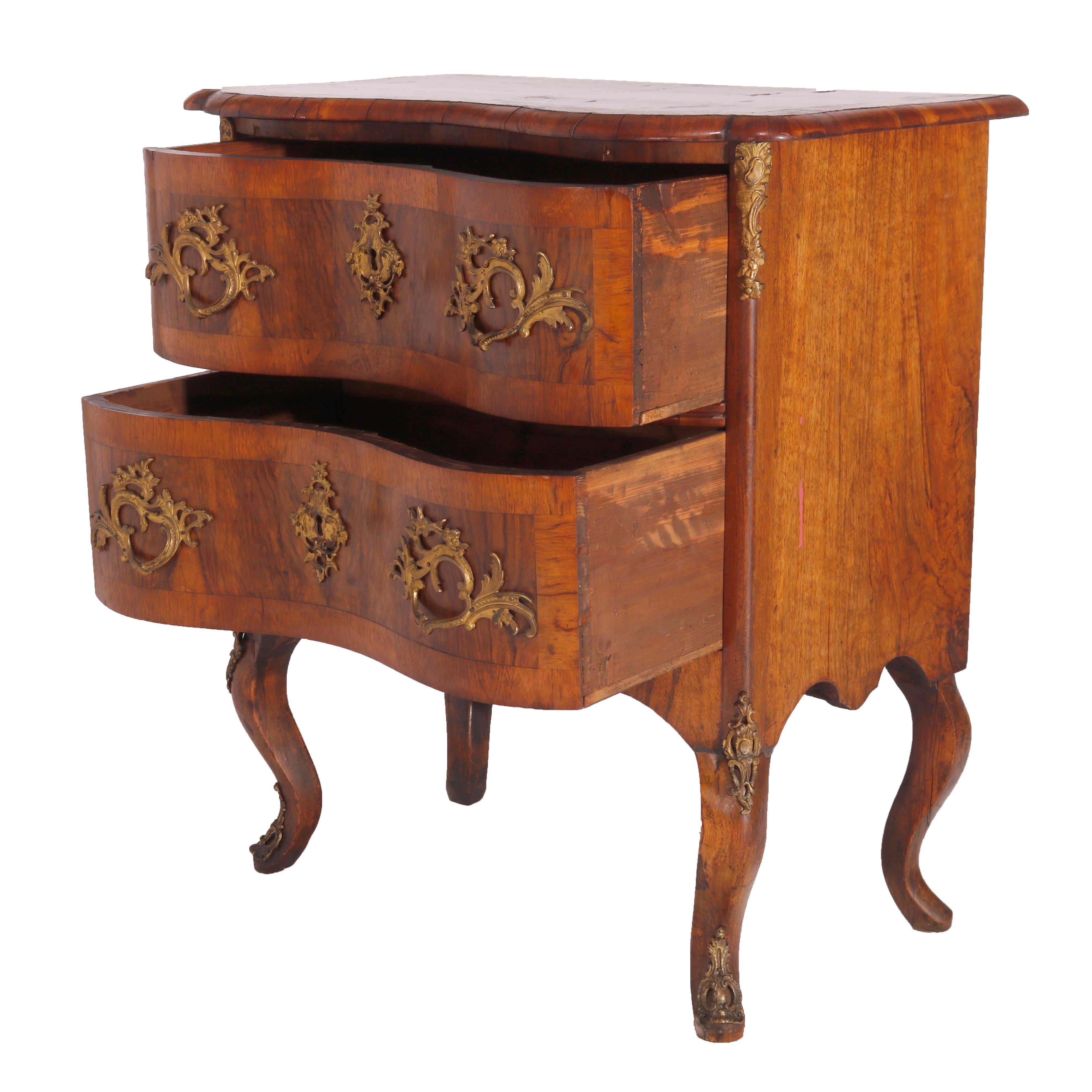 Cast  Antique Italian Kingwood, Satinwood & Burl Chest with Ormolu Mounts Late 18th C For Sale