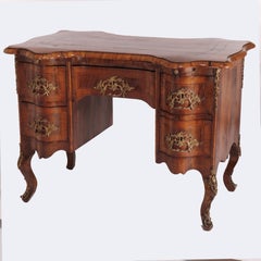 Antiguo Escritorio Italiano de Madera de Rey, Madera Satinada, Maderas y Ormolu, S. XVIII/XIX