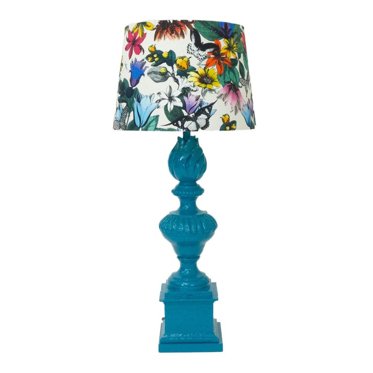 Antique Italian Lamp with Tropical Lamp Shade For Sale at 1stDibs