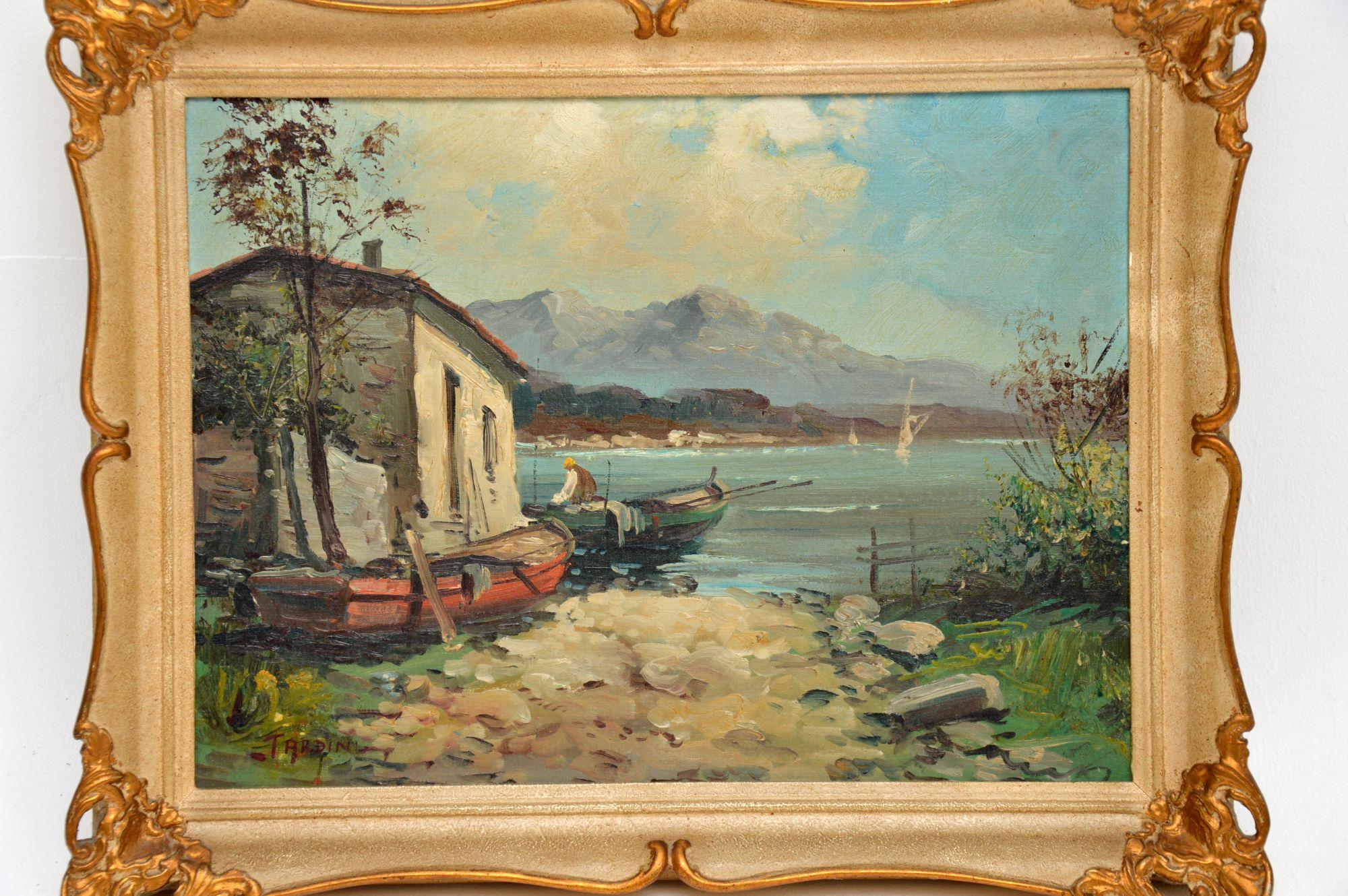 Fin du XIXe siècle Peinture à l'huile italienne ancienne de « Tardini » en vente