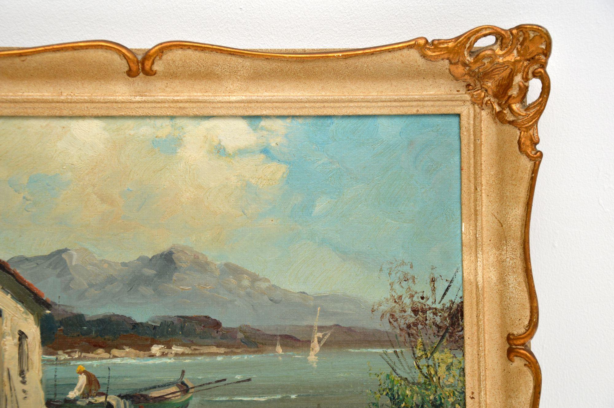 Canvas Antique Italian Landscape Oil Painting by 'Tardini' For Sale