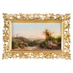 Antique Italian Landscape Oil Painting Guido Agostini 19thC