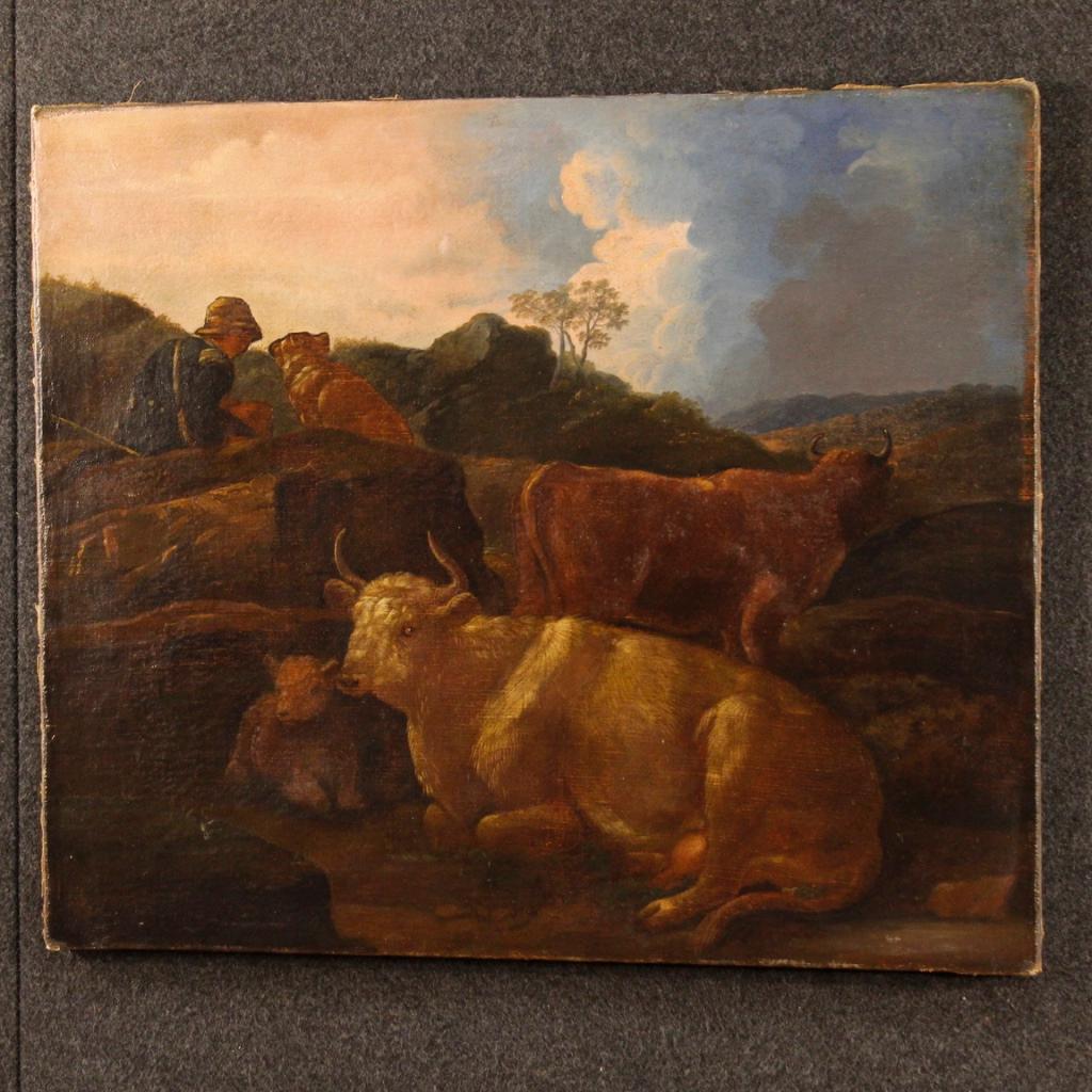 Antique Italian Landscape Oil Painting on Canvas from the 19th Century For Sale 2
