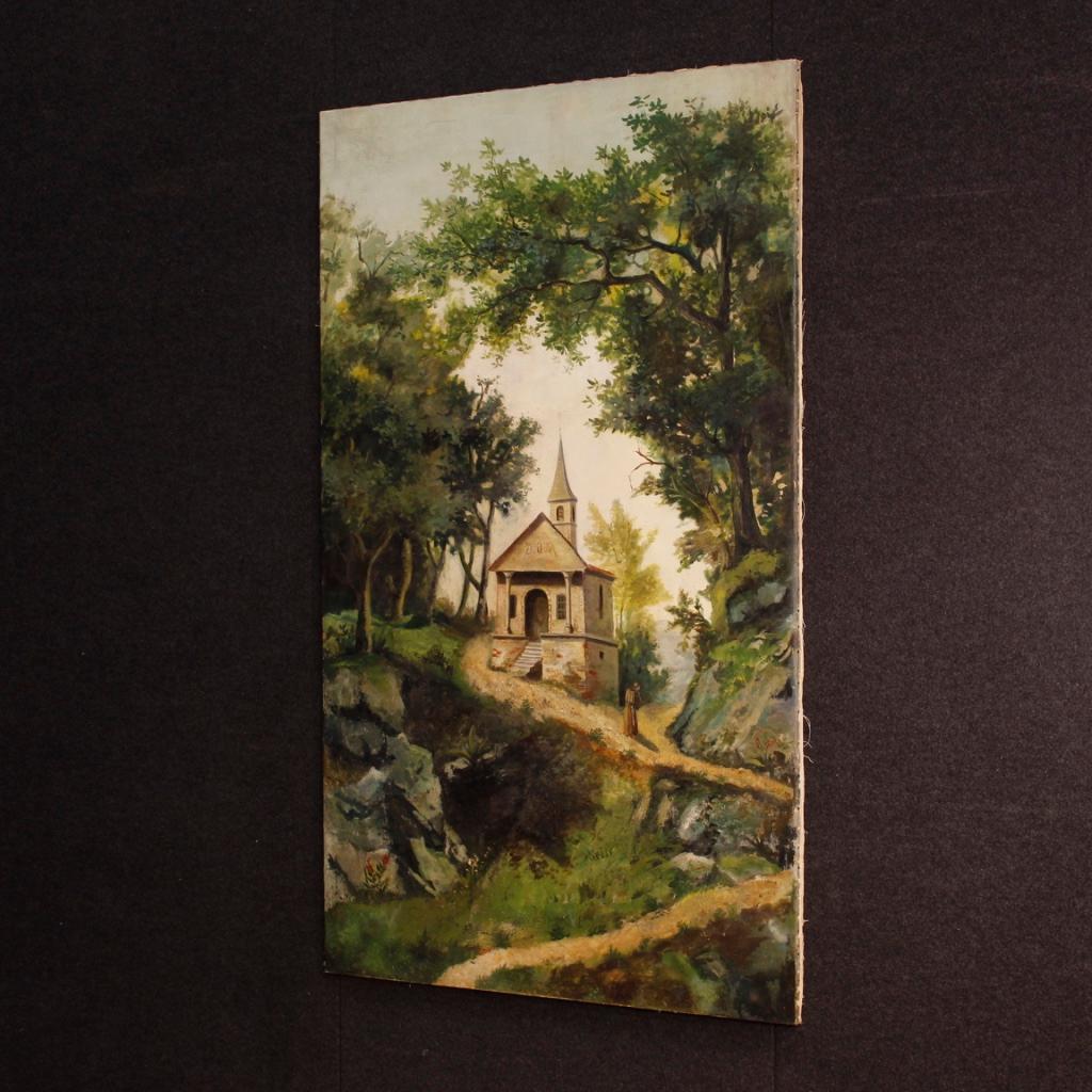 Antique Italian Landscape Oil Painting on Canvas from the 19th Century For Sale 3