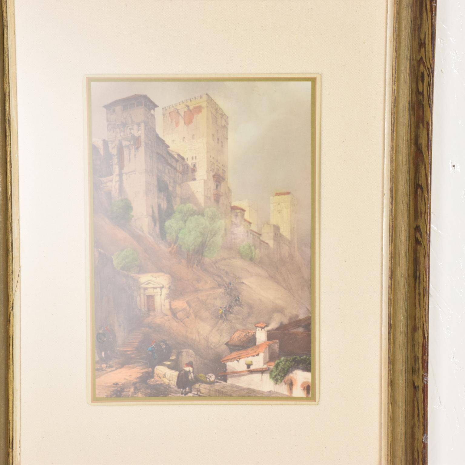 Painted Antique Italian Landscape Painting, Framed