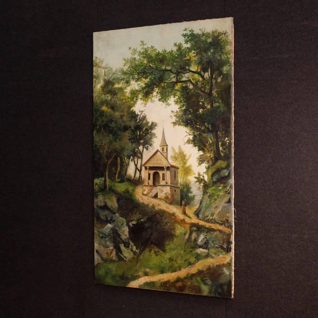 Antique Italian Landscape Painting Oil on Canvas from 19th Century For Sale 1