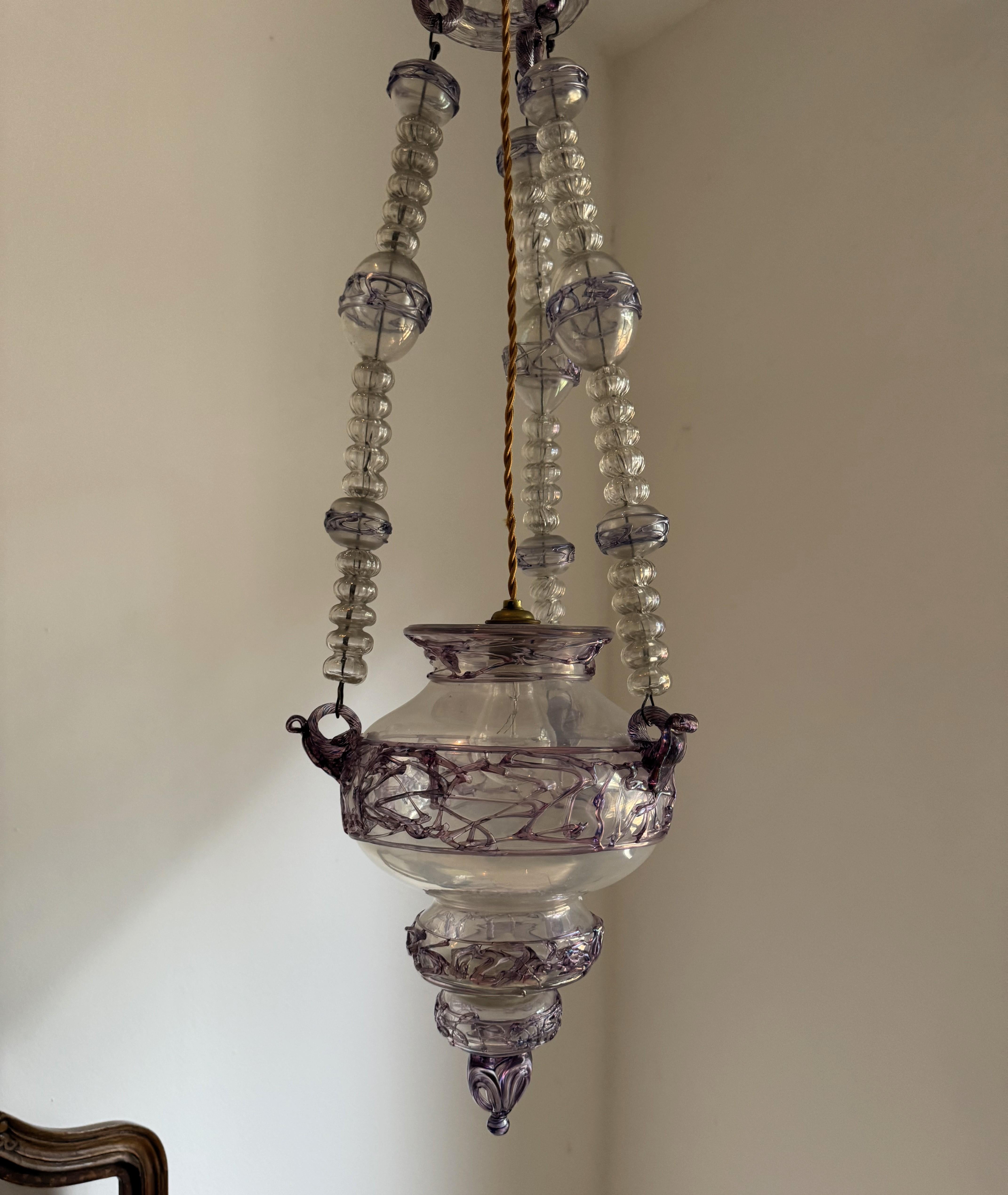Ancienne lanterne italienne en verre de Murano vers 1870 en vente 6