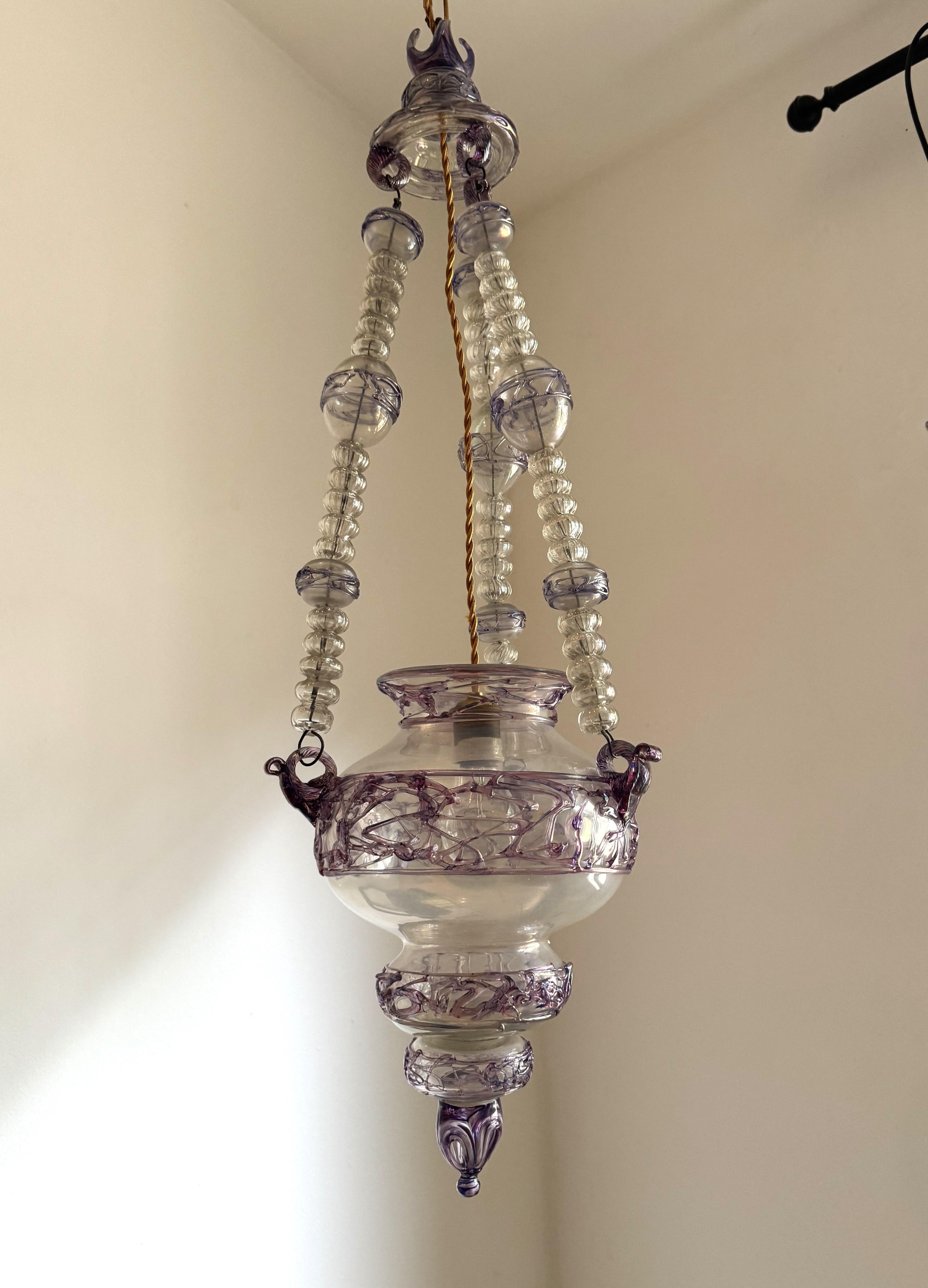 Ancienne lanterne italienne en verre de Murano vers 1870 en vente 7