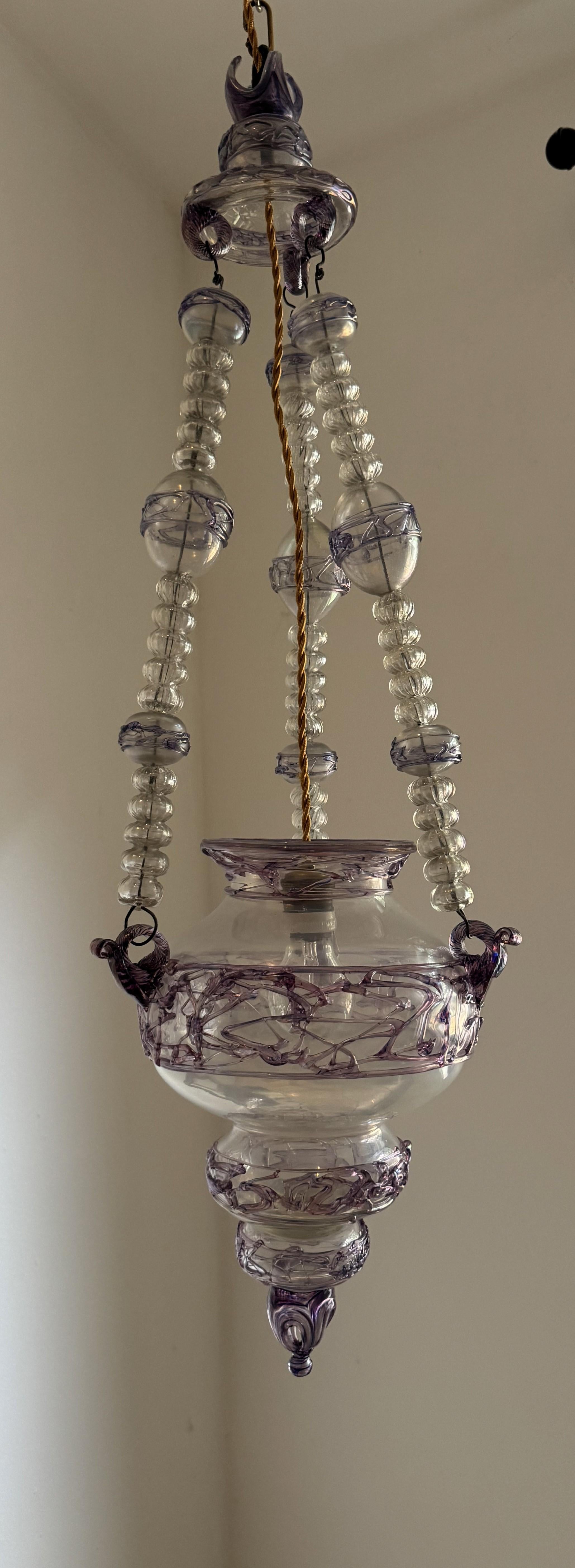 Ancienne lanterne italienne en verre de Murano vers 1870 en vente 8