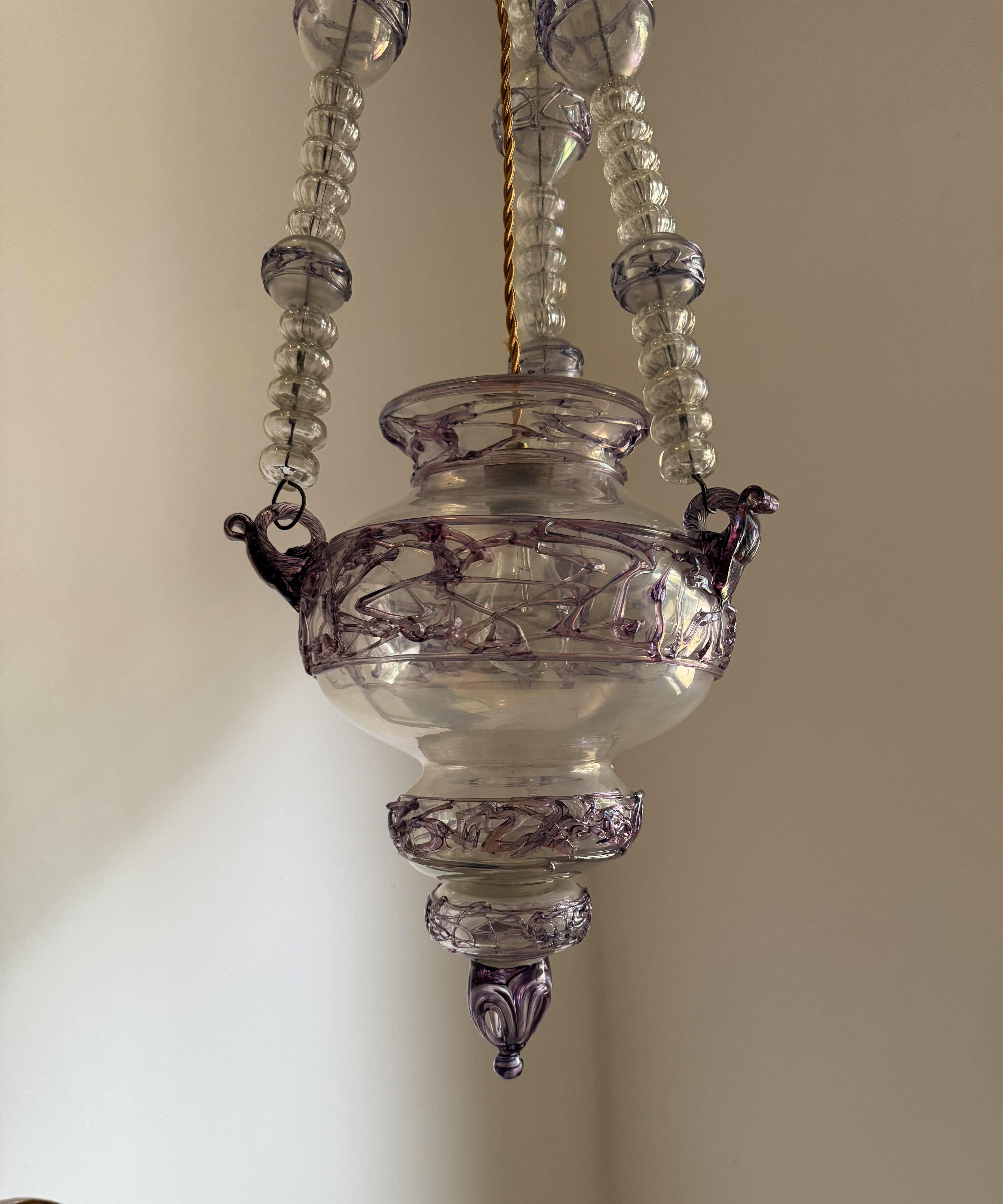 Ancienne lanterne italienne en verre de Murano vers 1870 en vente 9