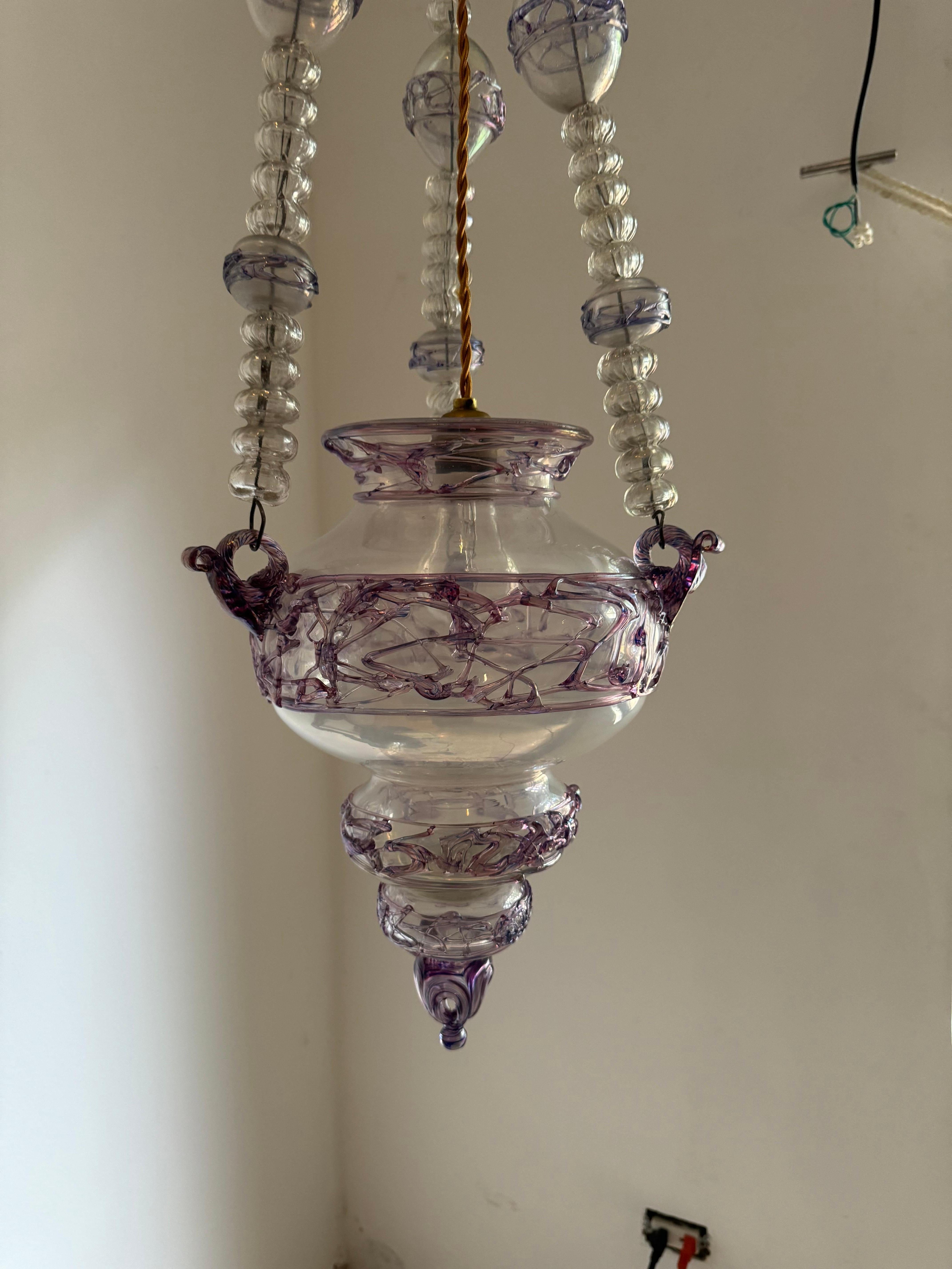 Ancienne lanterne italienne en verre de Murano vers 1870 en vente 10