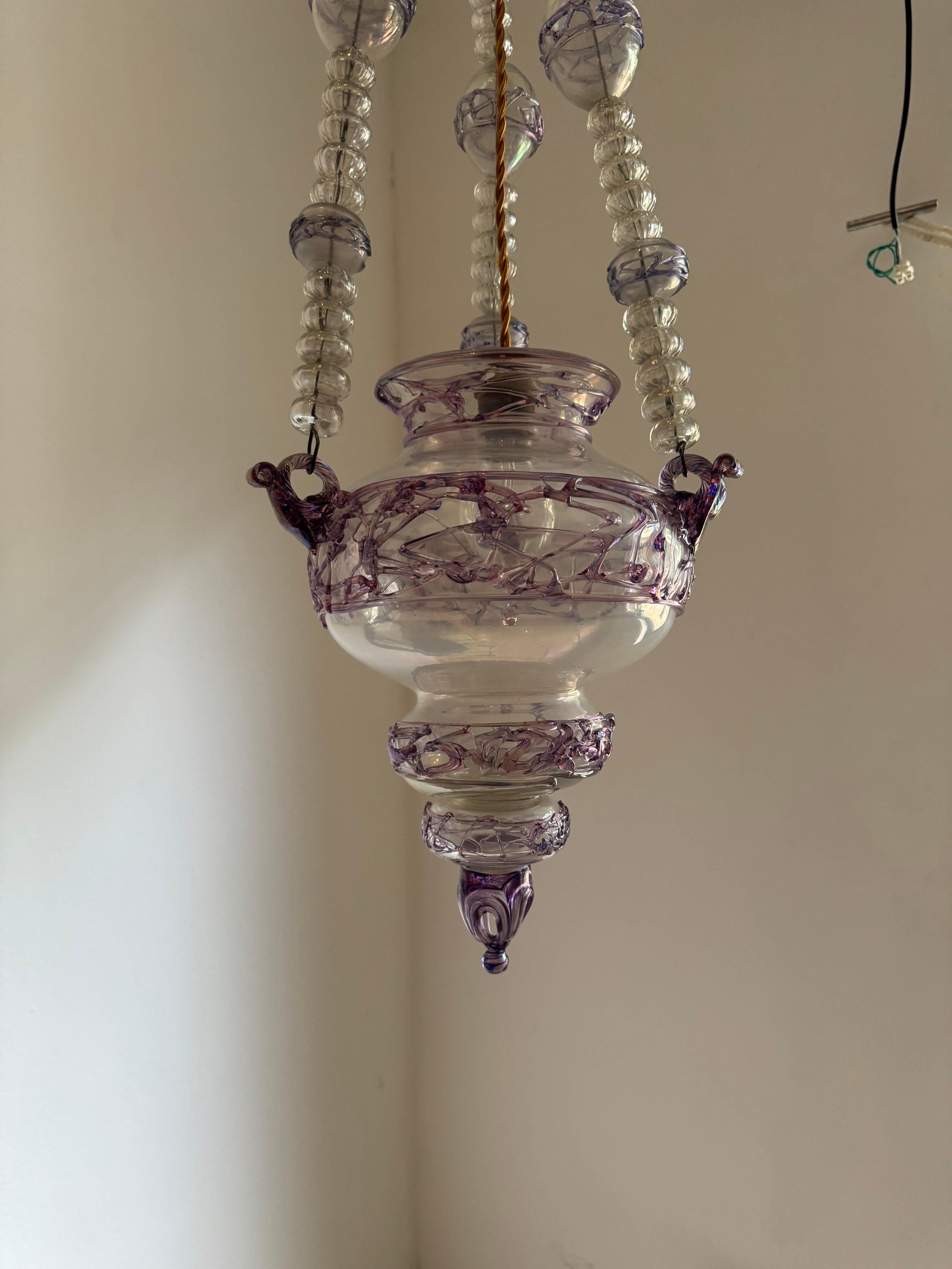 Ancienne lanterne italienne en verre de Murano vers 1870 en vente 11